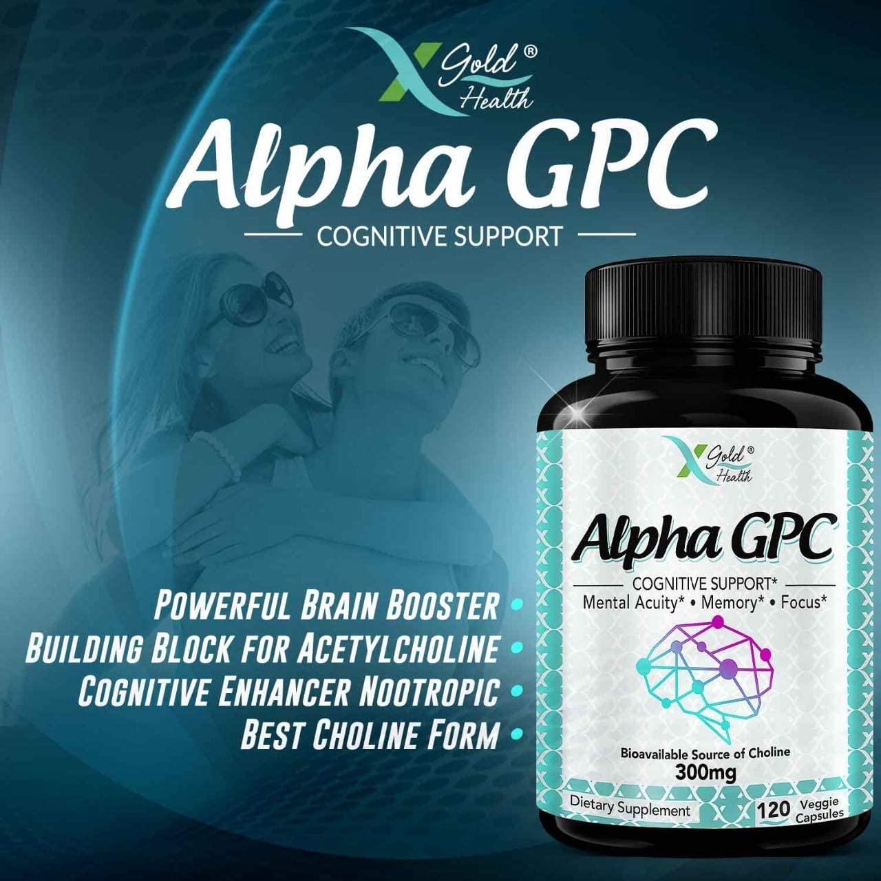 Alpha GPC Choline Supplement 600mg, 99+ Highly Purified, Highly