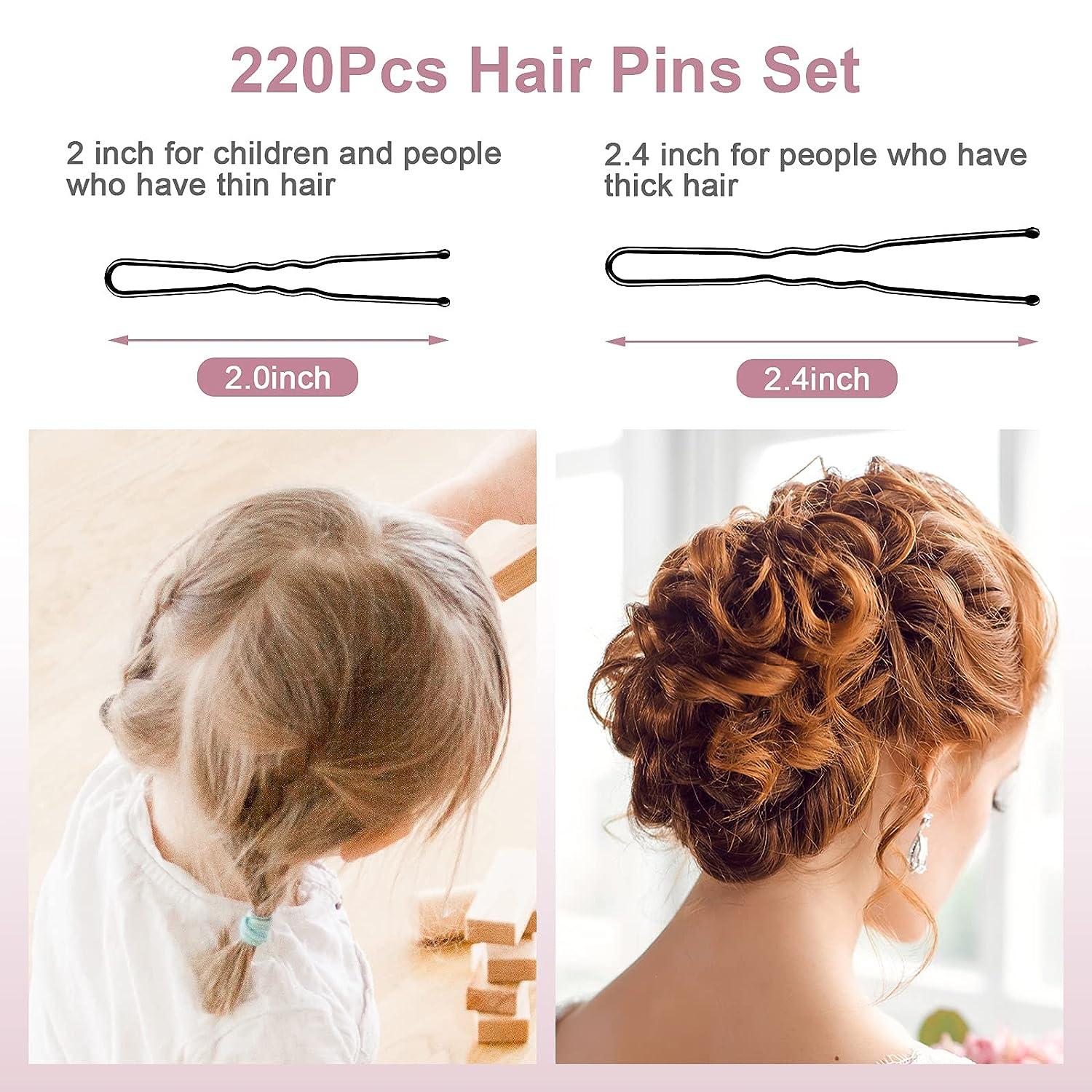 220pcs U Shaped Hair Pins BEIAKE Hairpins for Buns Black Bobby