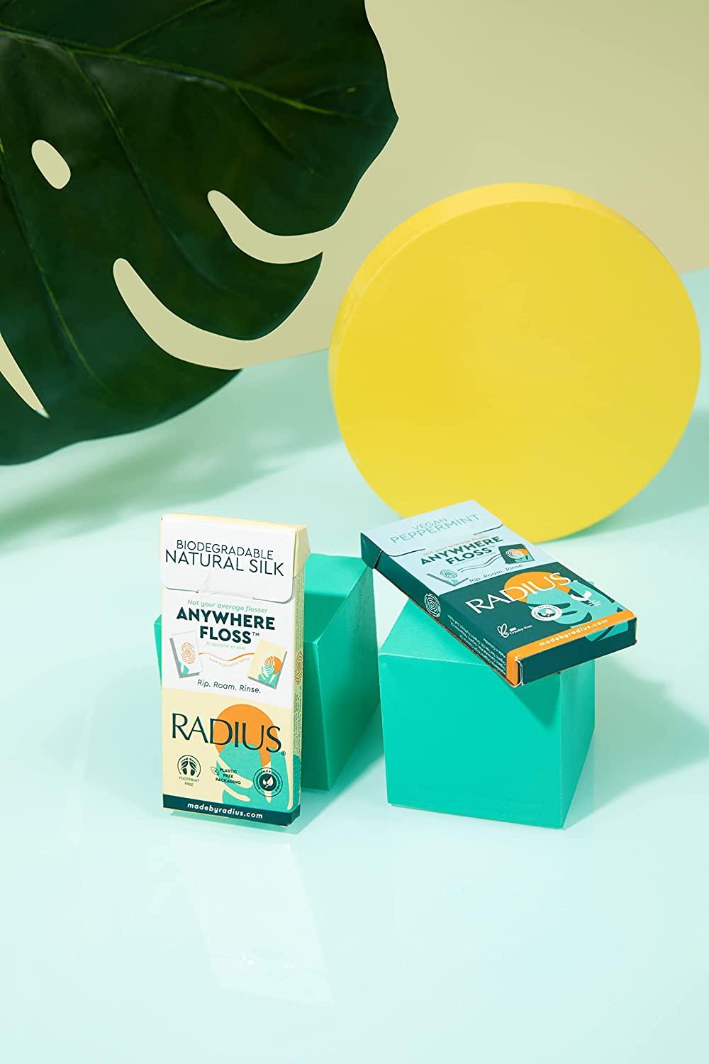 RADIUS Vegan Peppermint Anywhere Floss Travel Dental Floss for Oral