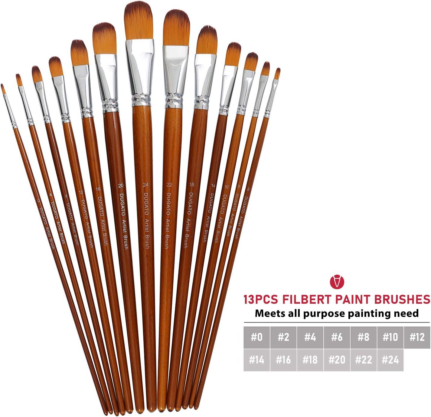 Paint Brush Set 7 Brushes for Acrylic Oil Watercolor Gouache Artist Long  Wooden