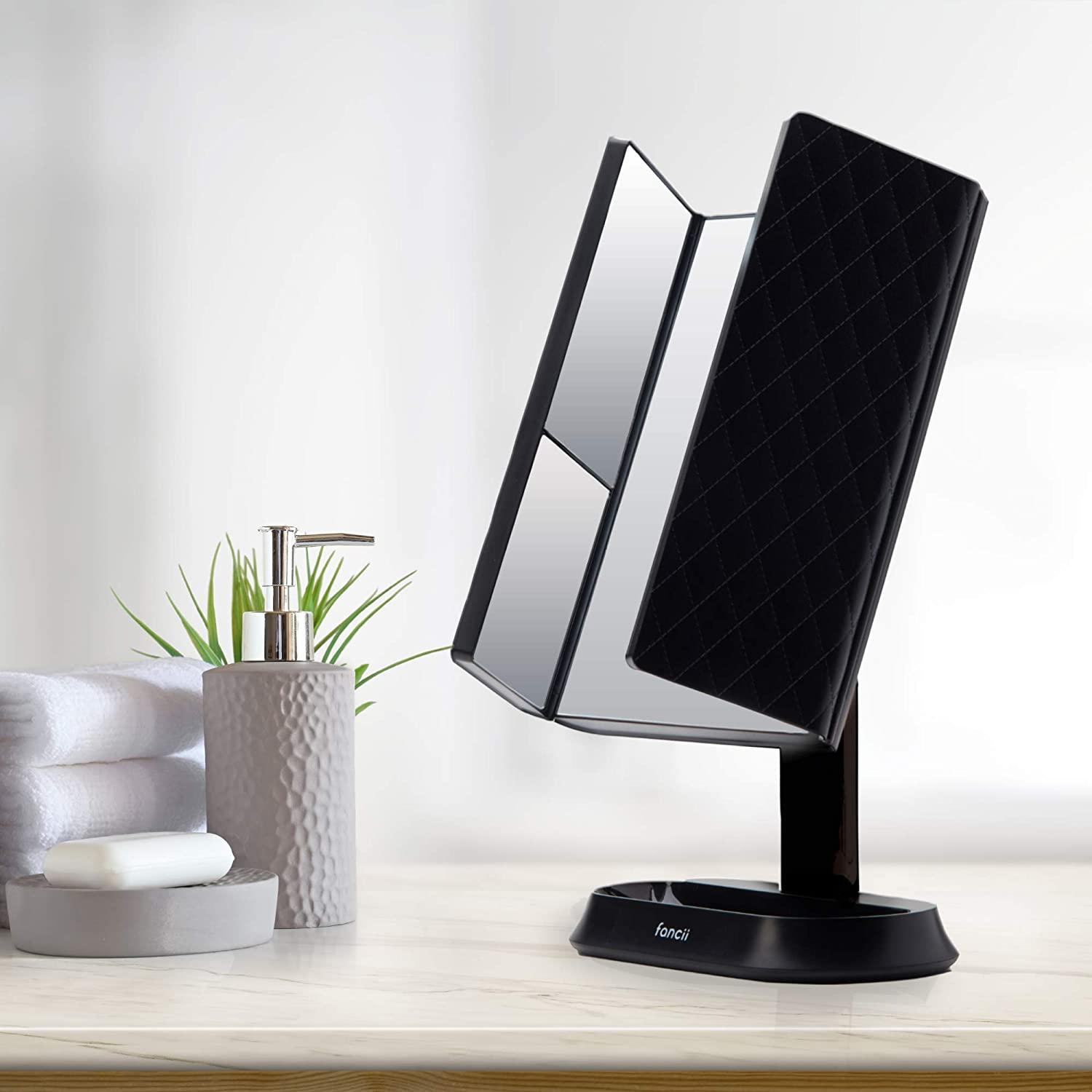 Fancii Makeup Mirror with Natural LED Lights, Lighted Trifold Vanity