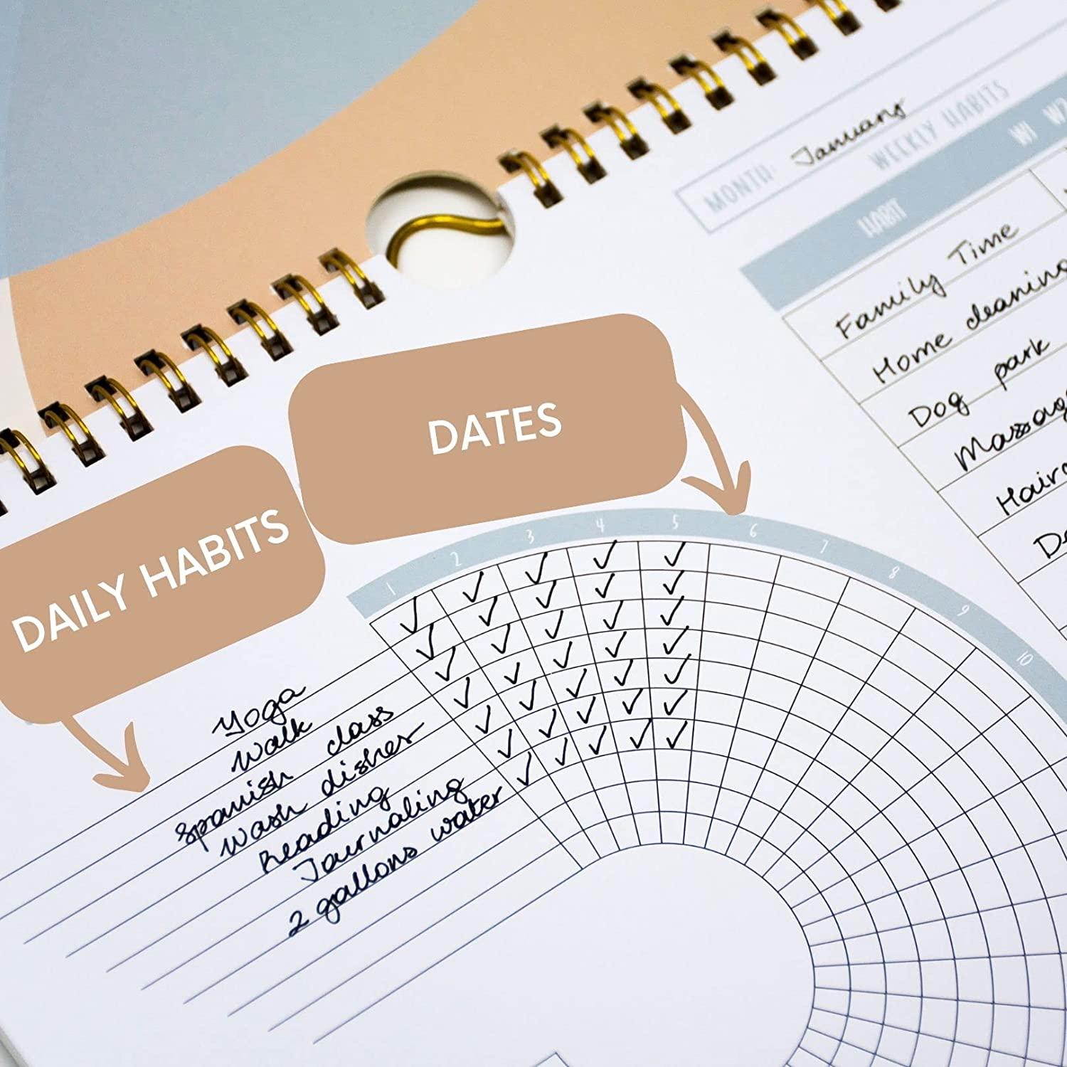 Lamare Habit Tracker Calendar - Inspirational Habit Journal with Spiral ...