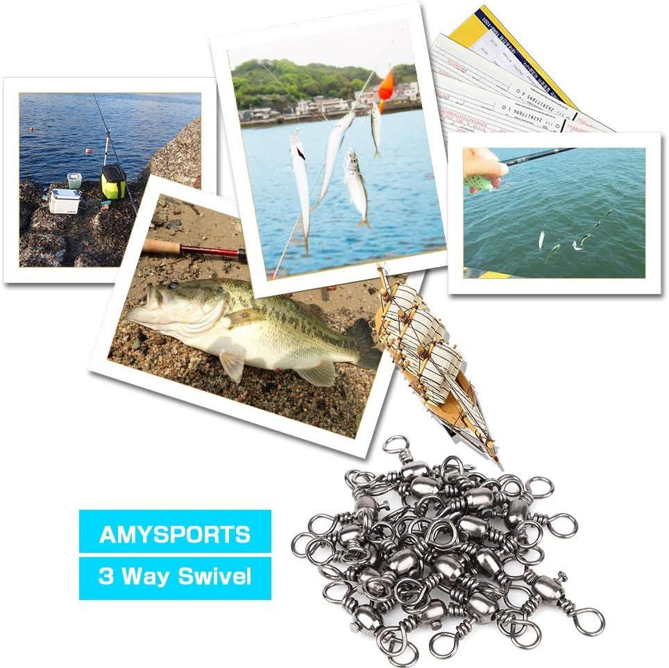 AMYSPORTS Stainless 3way Swivel Fishing crossline swivels 3 Way