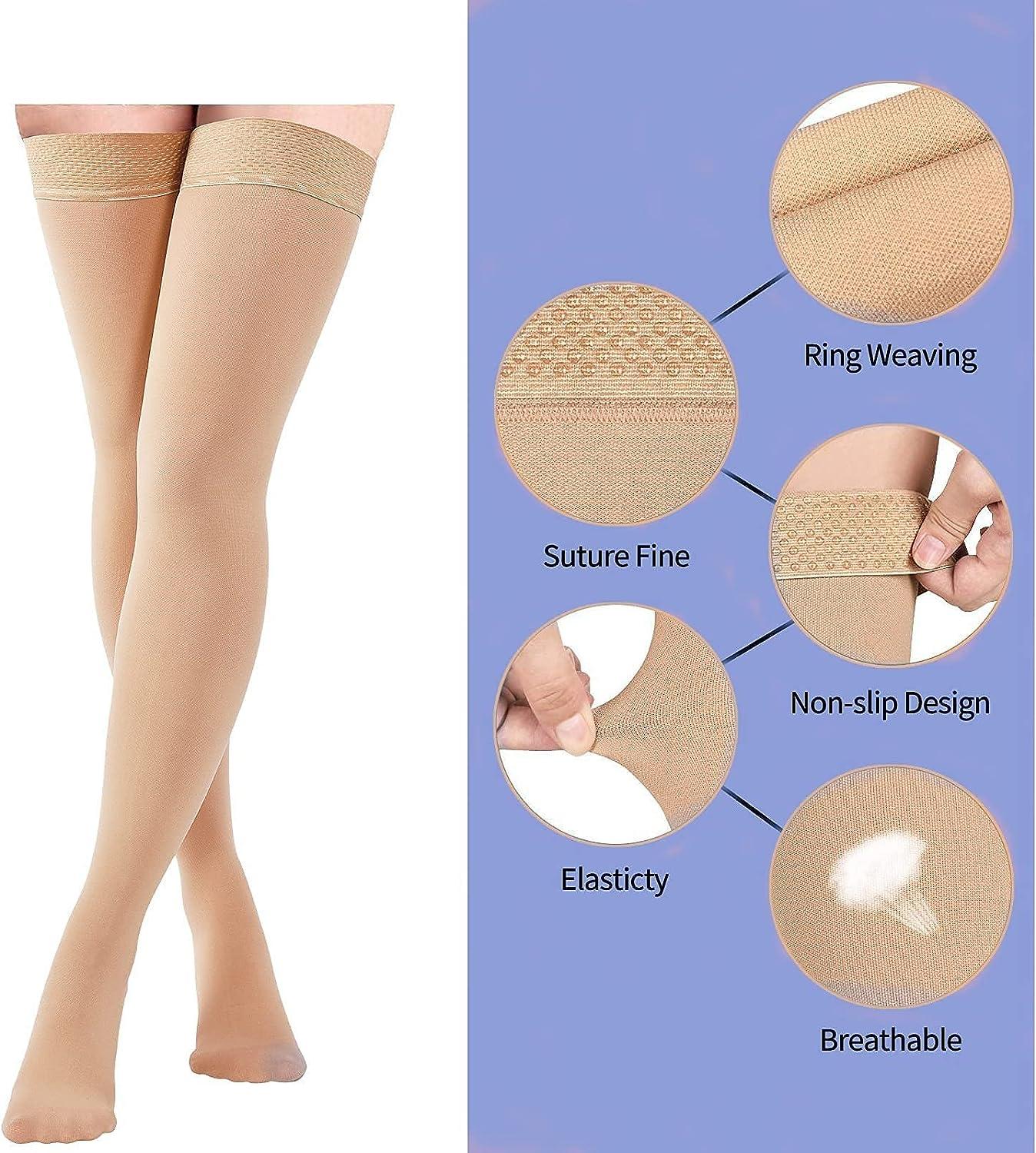 Totexil Compression Stockings for Women & Men, 15-20mmHg Thigh High Compression  Socks,Closed Toe Medical Compression Socks with Silicone Dot Band-Best  Support for Running Nursing Sports Varicose Veins Beige XX-Large