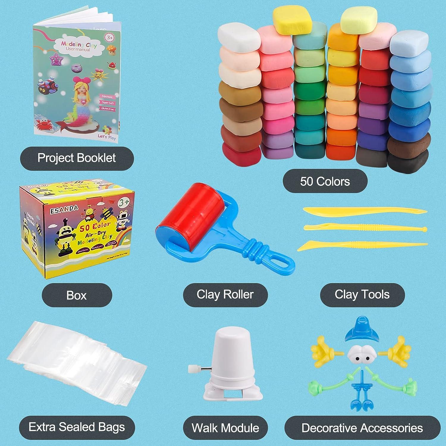Modeling Clay Kit - 50 Colors Soft & Ultra Light Air Dry Magic Clay with  Sculpting Tools Safe & Non-Toxic Great Gift for Kids.
