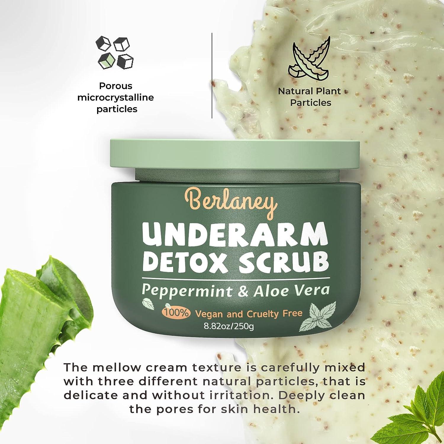 Body Scrub and Armpit Detox Scrub 8.8 oz with Peppermint Aloe Vera and