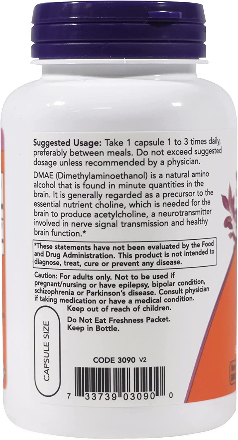 NOW Dmae 250mg , 100 Capsules(Pack of 2)