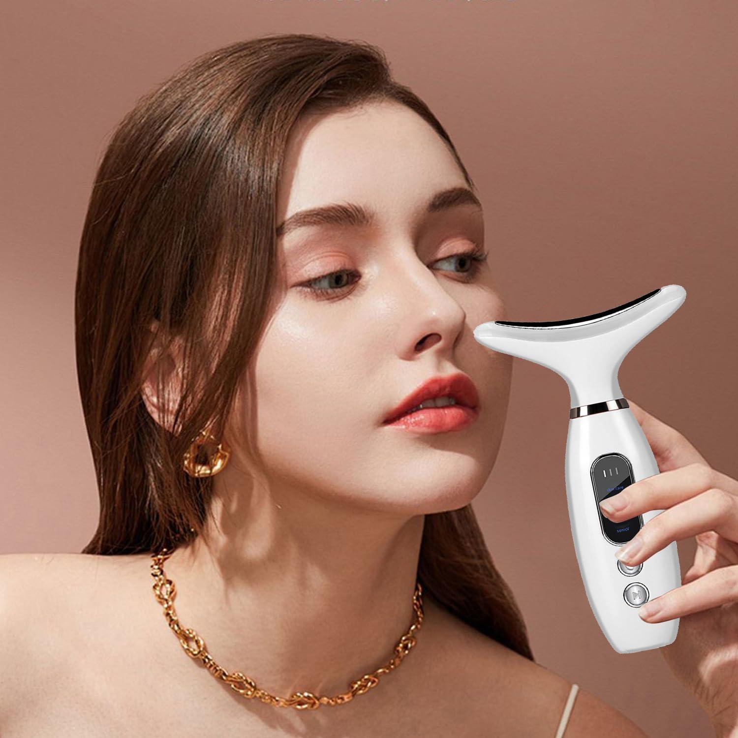 Red Light Therapy Wand for Face & Neck | 4 Color LED Massager for Skin Care  & Beauty | Vibrating & Warming Function | Buy Now with Express  International Delivery