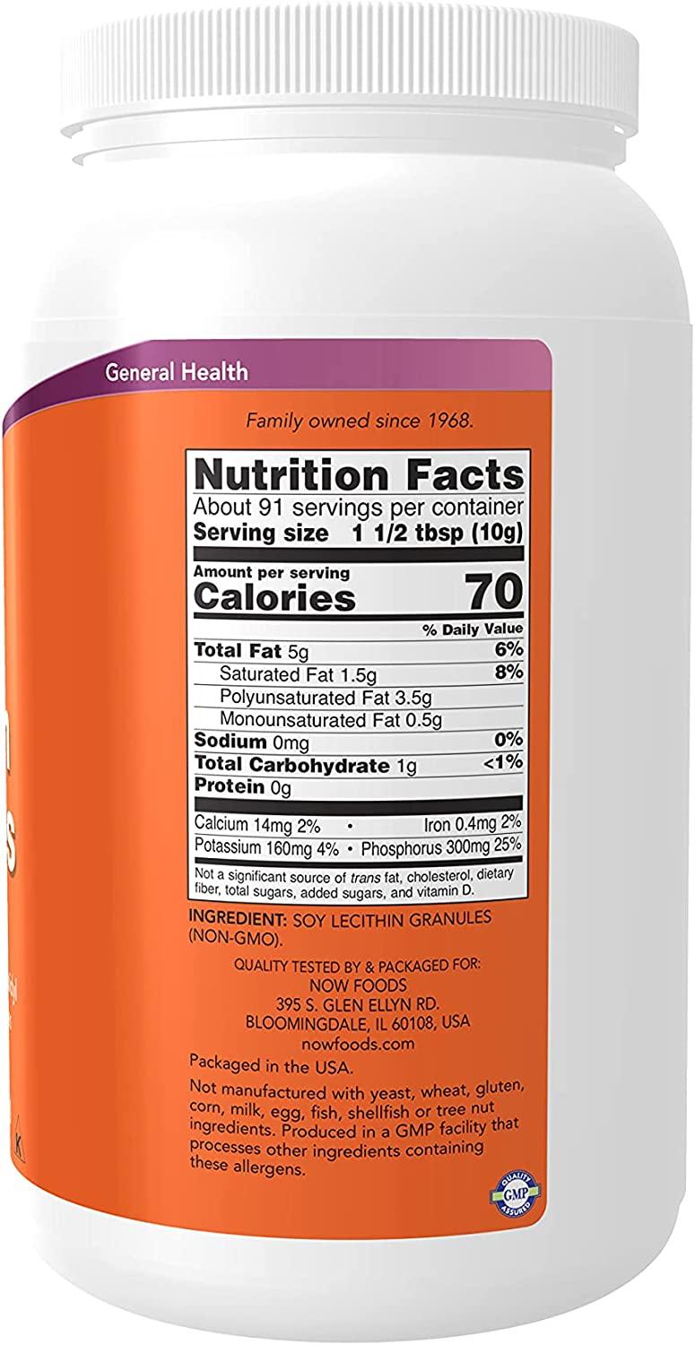 Now Foods Lecithin Granules NonGMO 2 lbs Healthy Fat Emulsifier