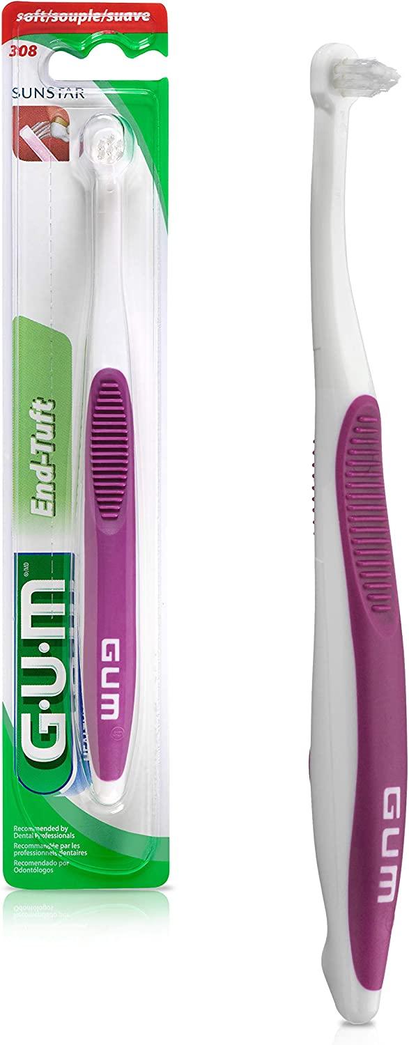 GUM 10070942003084 EndTuft Toothbrush for HardtoReach Areas, Soft Bristles (Pack of 6