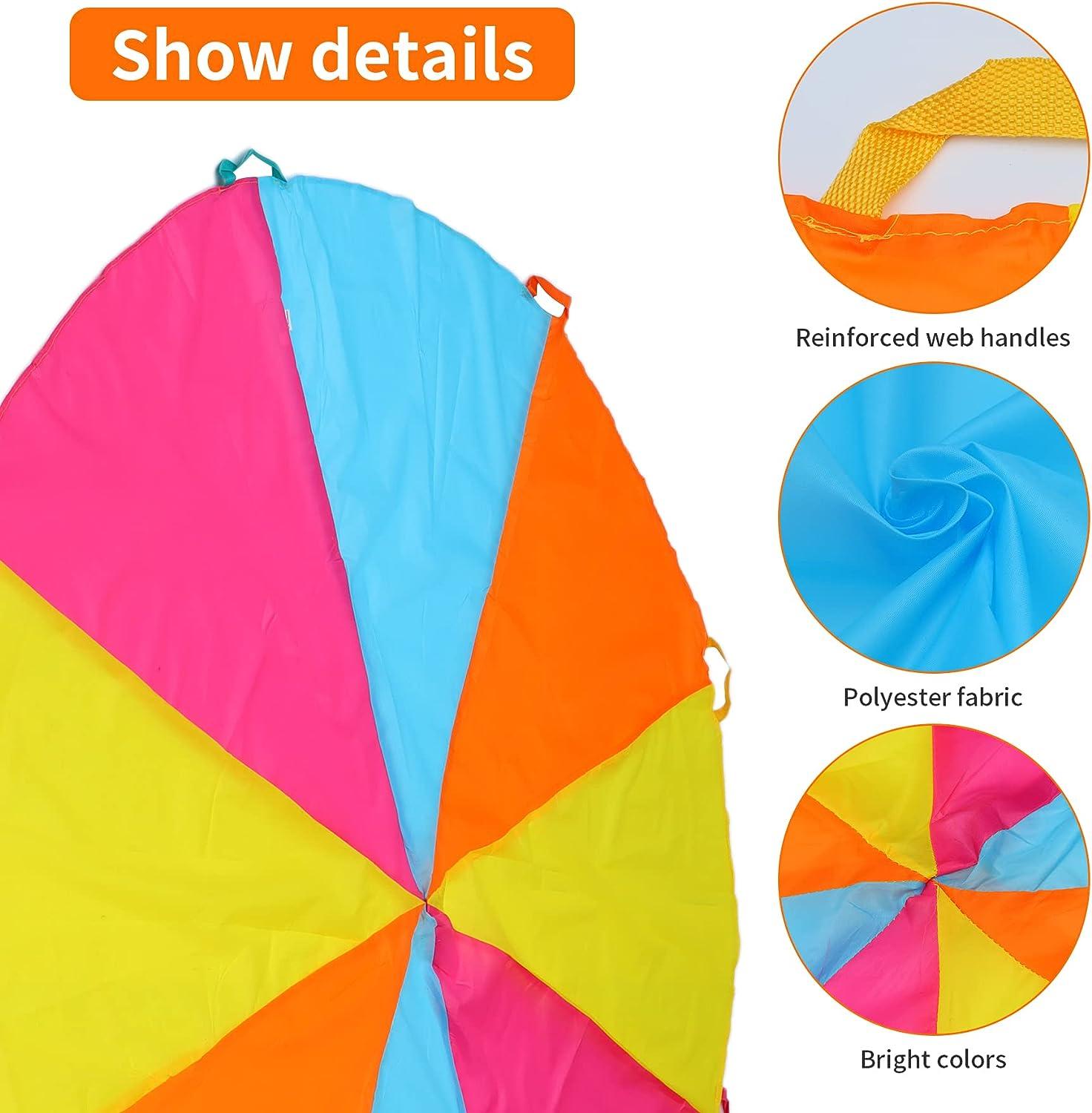 thumbnail image 2 of Dulousia Kids Play Parachute - 20ft Rainbow Parachute With Handles For Group Games & Activities 2 of 14