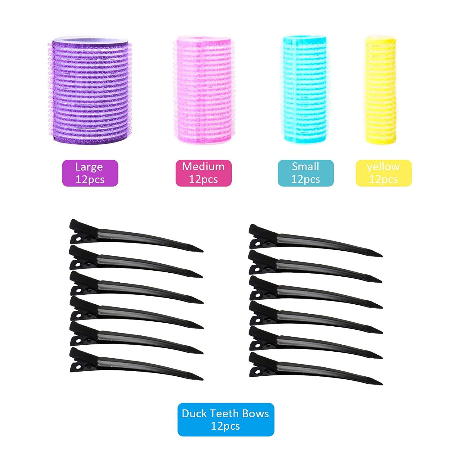 Self Grip Hair Rollers Set, 60 Pcs Jumbo Size Hair Curlers with