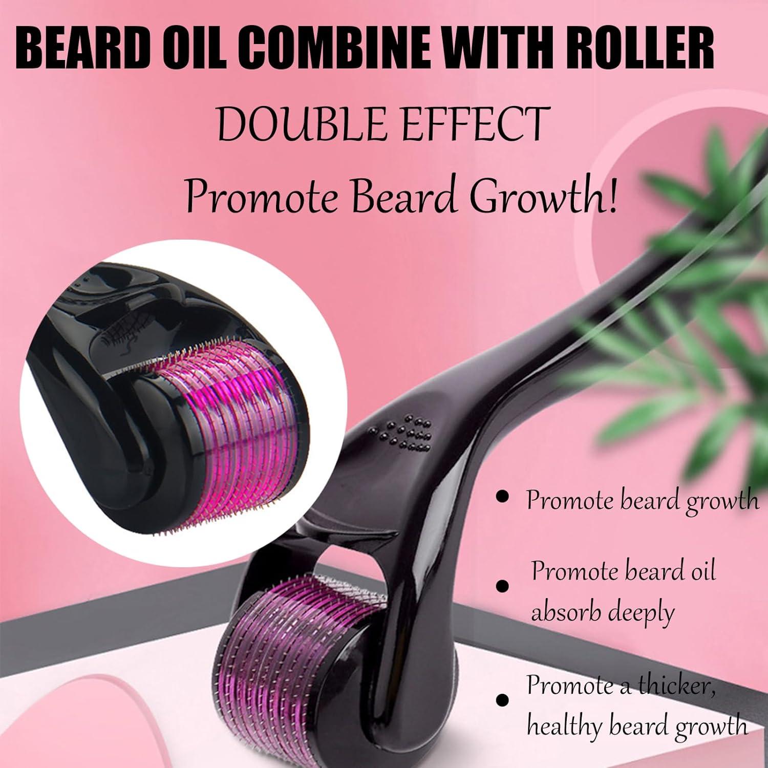 Beard Growth Kit Beard Care Kit With Derma Beard Roller 0.5mm & Beard