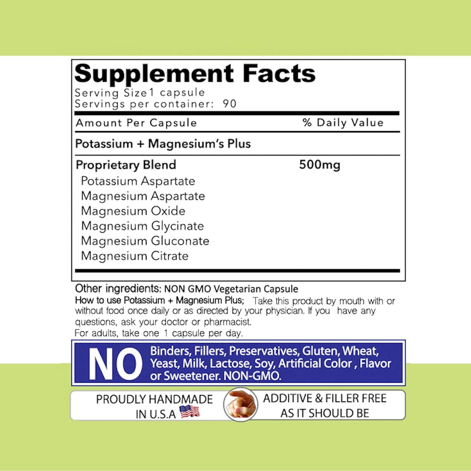 Our Daily Vites Potassium Magnesium Supplement 500mg Powerful Magnesium Potassium Supplement