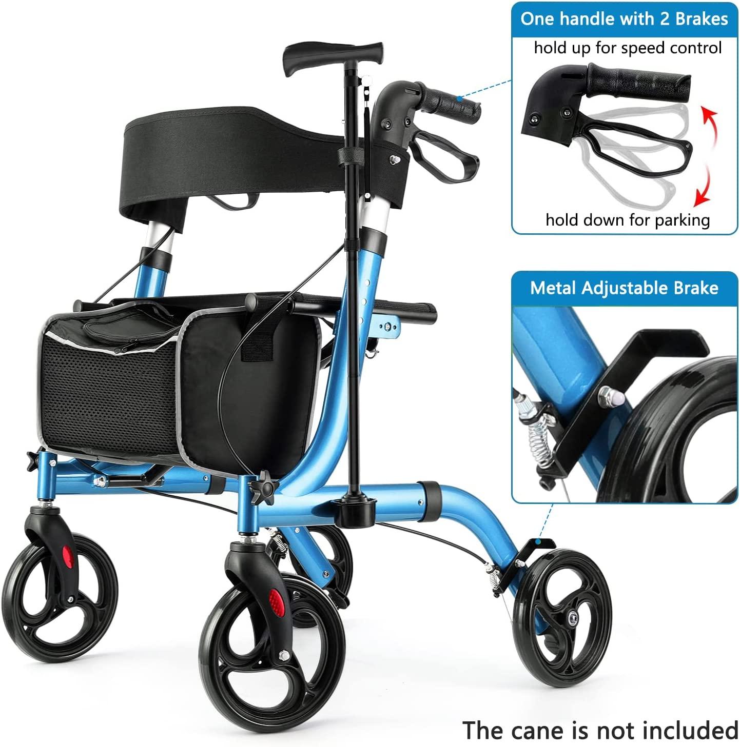 Healconnex Folding Rollator Walker with Seat & 8 Wheels Lightweight
