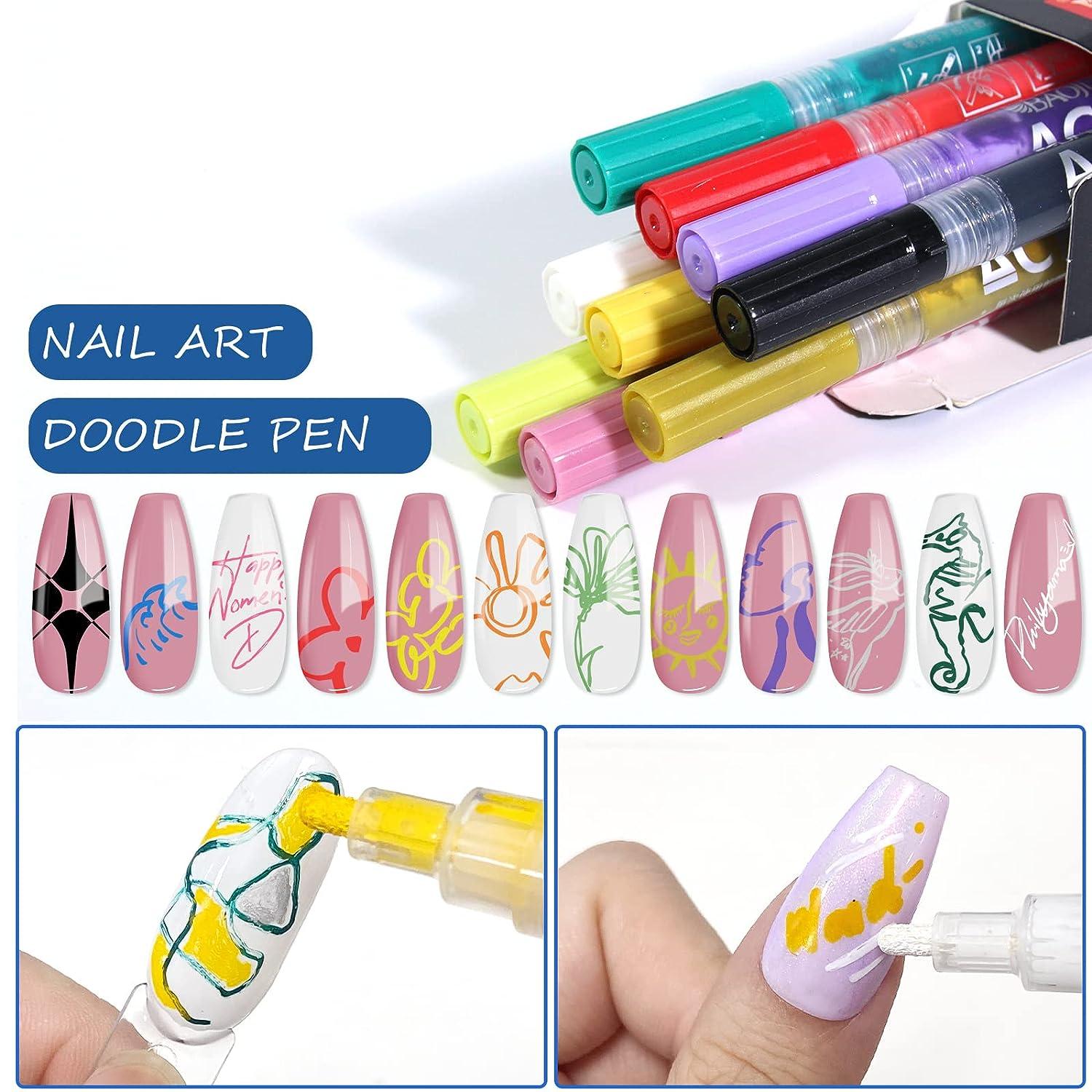 10 Nail Art Pens Nail Graffiti Pen Waterproof Nail Polish Pen