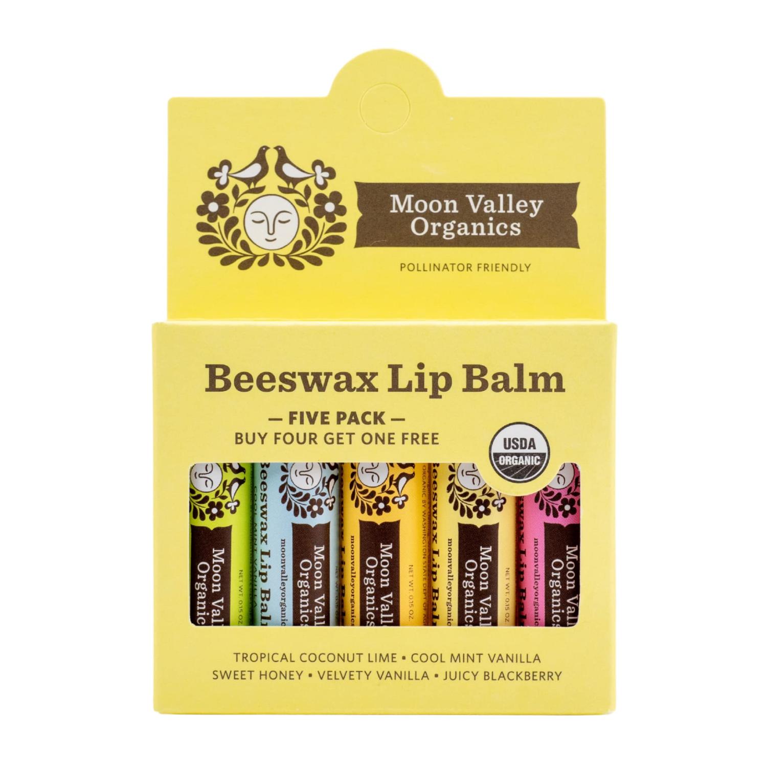 Moon Valley Organics Beeswax Lip Balm for Moisturizing Lips and