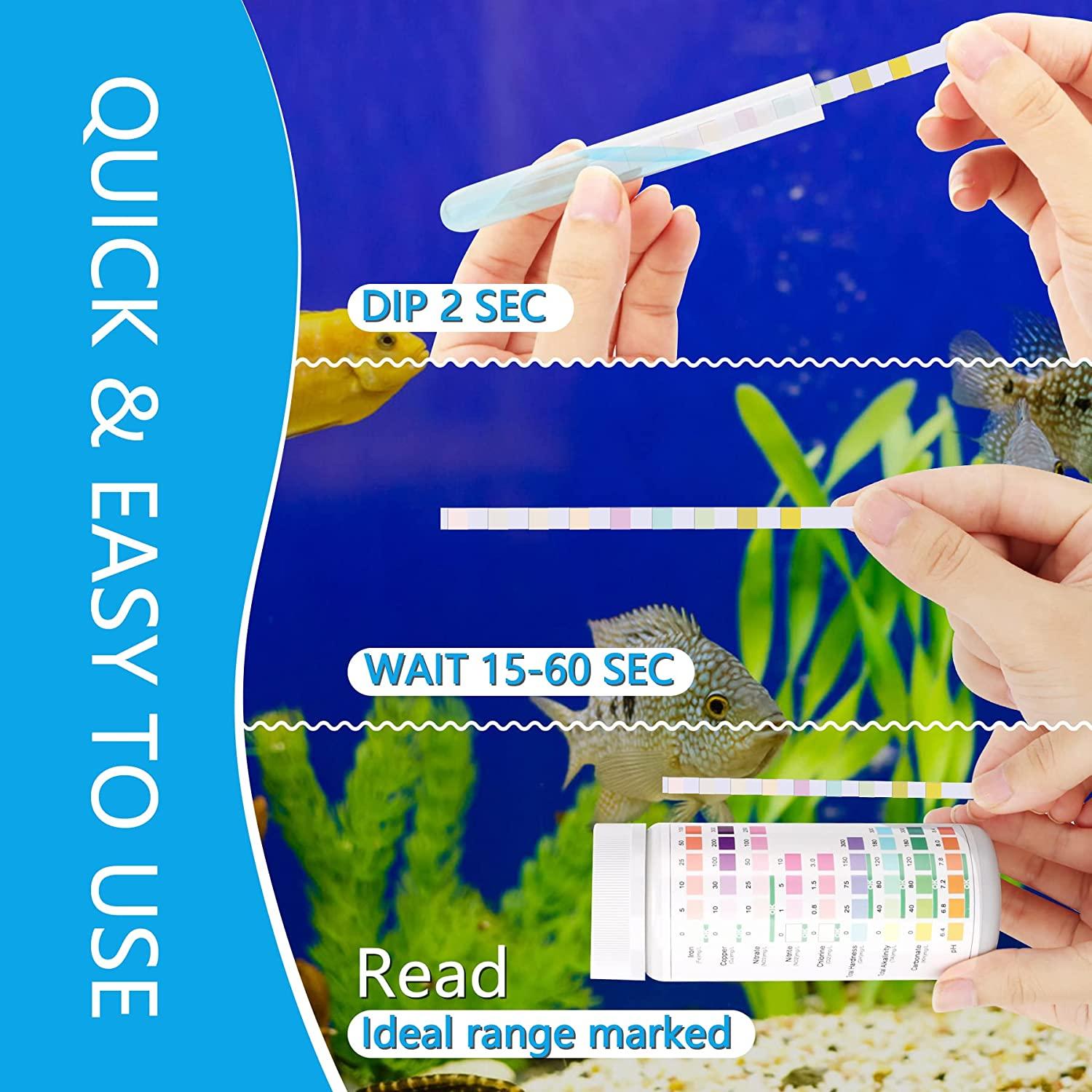 9 in 1 Aquarium Test Strips 100 Freshwater Saltwater Test Kit for