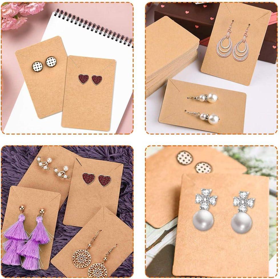 GCQQ Beauty Earring Display Cards, 200Pcs Earring Cards 6 Holes, Kraft  Earring Holder Cards, Thick Earring Paper Holder Card, Earrings Cards for