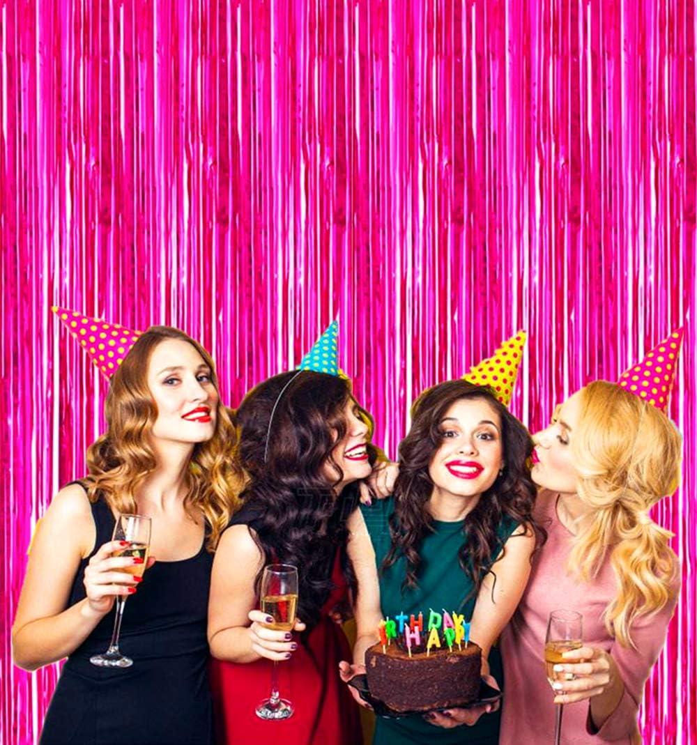 2 Pcs 3.2ft x 8.2ft Shiny Hot Pink Metallic Tinsel Foil Fringe Curtains  Photo Booth Backdrop for Birthday Wedding Holiday Celebration Bachelorette  Party Decorations (Hot Pink) | Buy Now with Express International