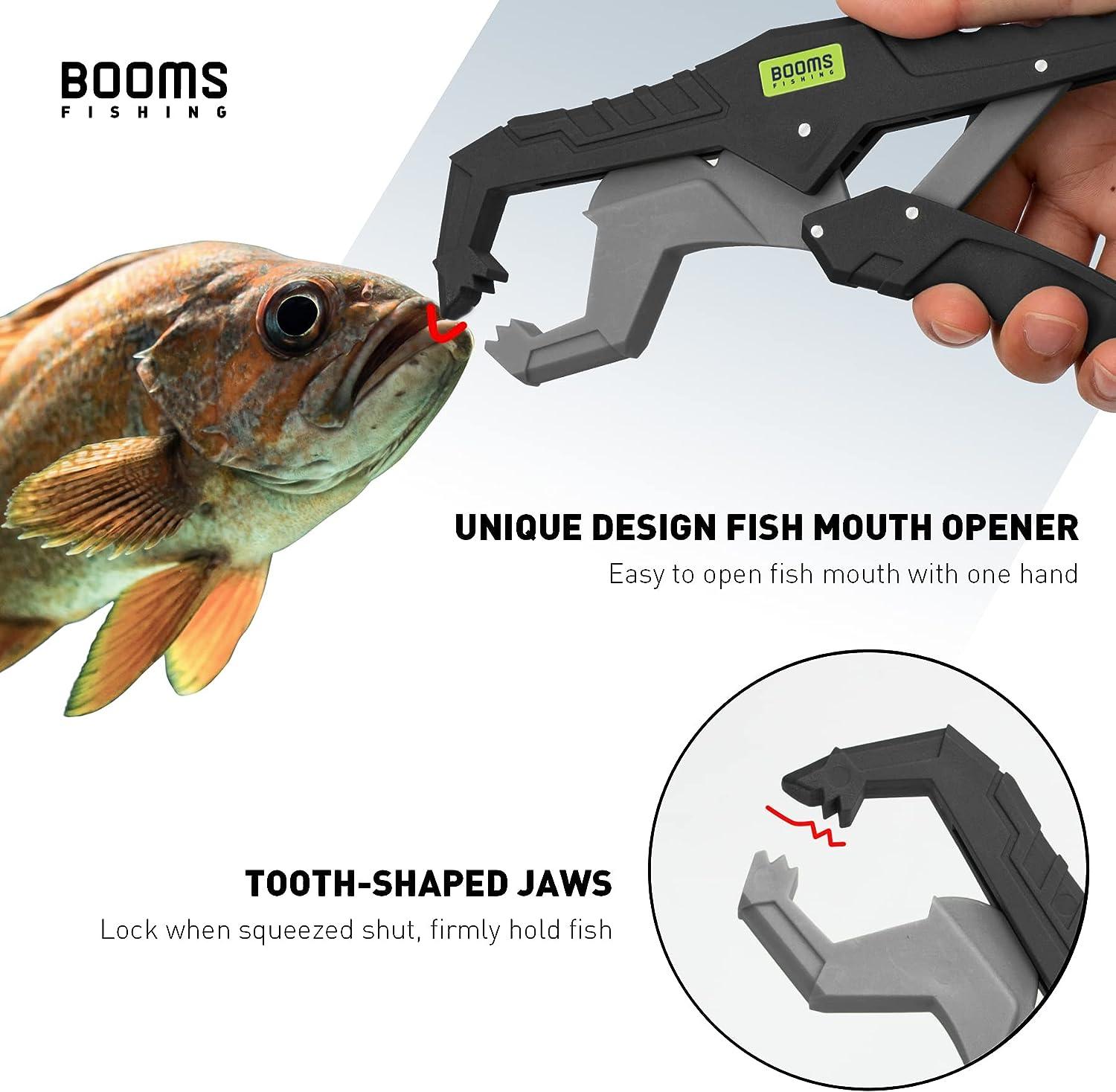 Booms Fishing G05 Fish Lip Gripper Saltwater, 9.4 Plastic Catfish Grippers  Pliers, Fish Grabber Tool with Lanyard, Fish Grips for Kayak Fishing  Accessories, Great Fish Holder for Caught Fish Black