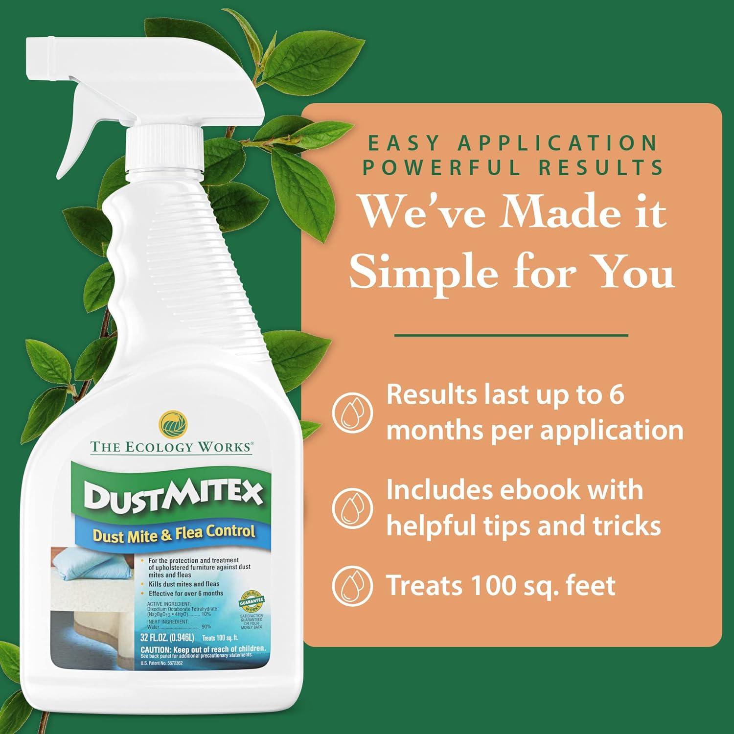 Dustmitex Dust Mite Spray Mites Remover Flea For Allergy Asthma Relief Allergies Cleaning In Home Bed Pet Bedding Furniture Anti Allergen