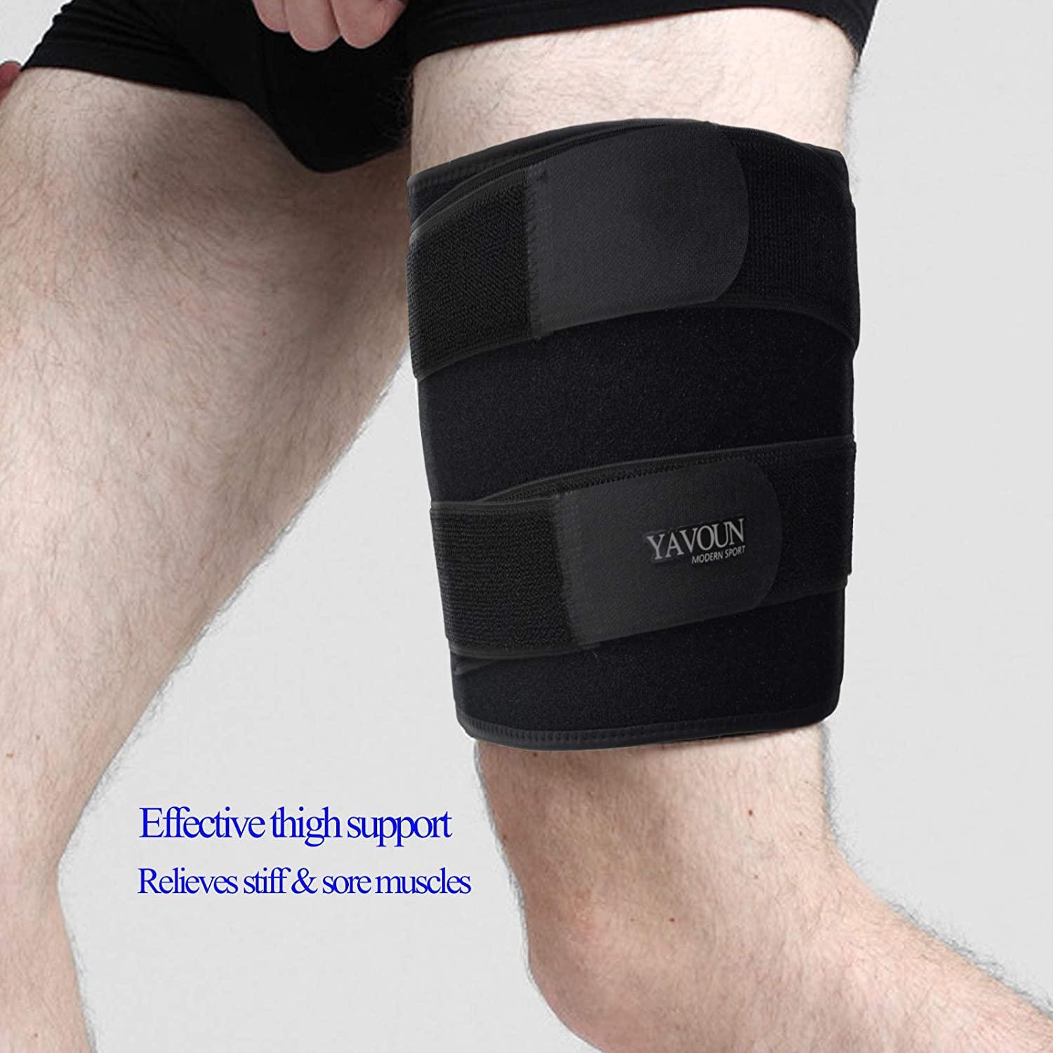  Adjustable Thigh Brace Support, Quadriceps Support and Thigh  Wraps for Men and Women. Unisex Breathable Neoprene Non-Slip Hamstring  Compression Sleeve : Stone and Clark: Health & Household