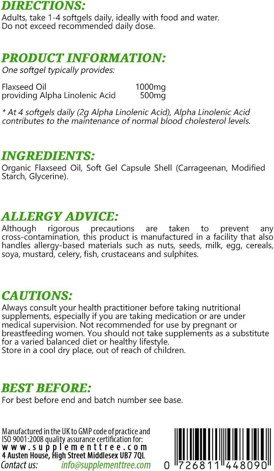 Flaxseed Oil 1000mg 90 Vegan Soft Gel Capsules Cold Pressed Flax Seed