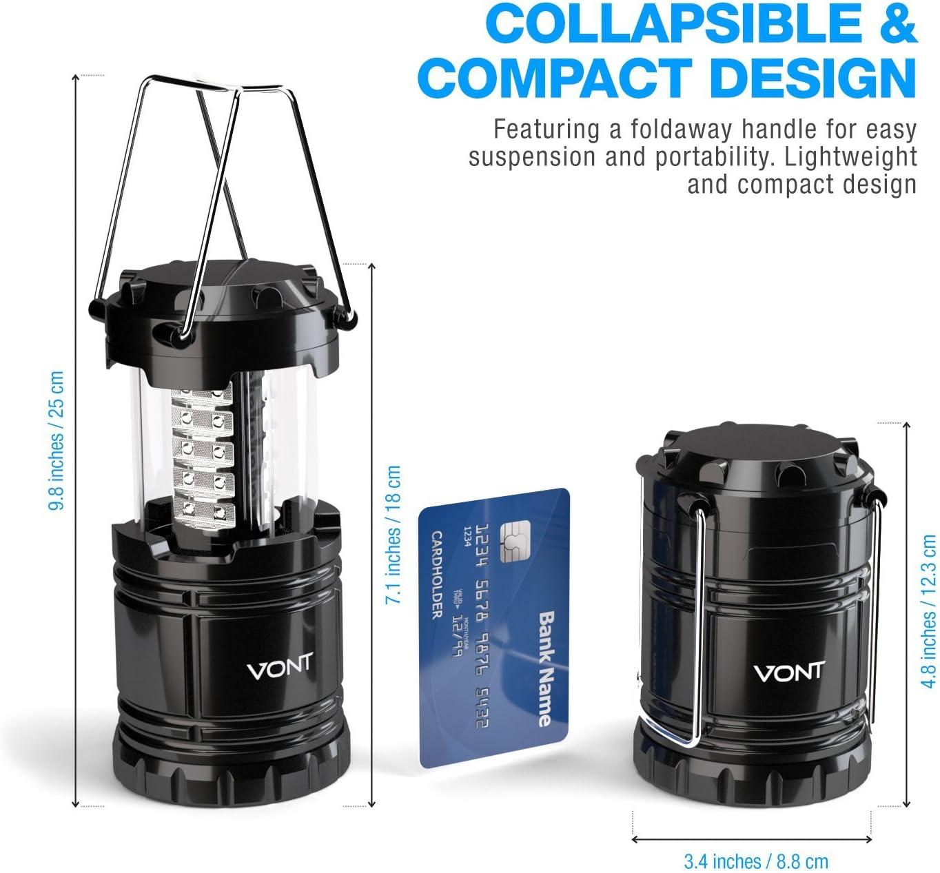 Vont 2 Pack LED Camping Lantern, Super Bright Portable Survival Lanterns,  Must Have During Hurricane, Emergency, Storms, Outages, Original Collapsible  Camping Lights/Lamp (Batteries Included)