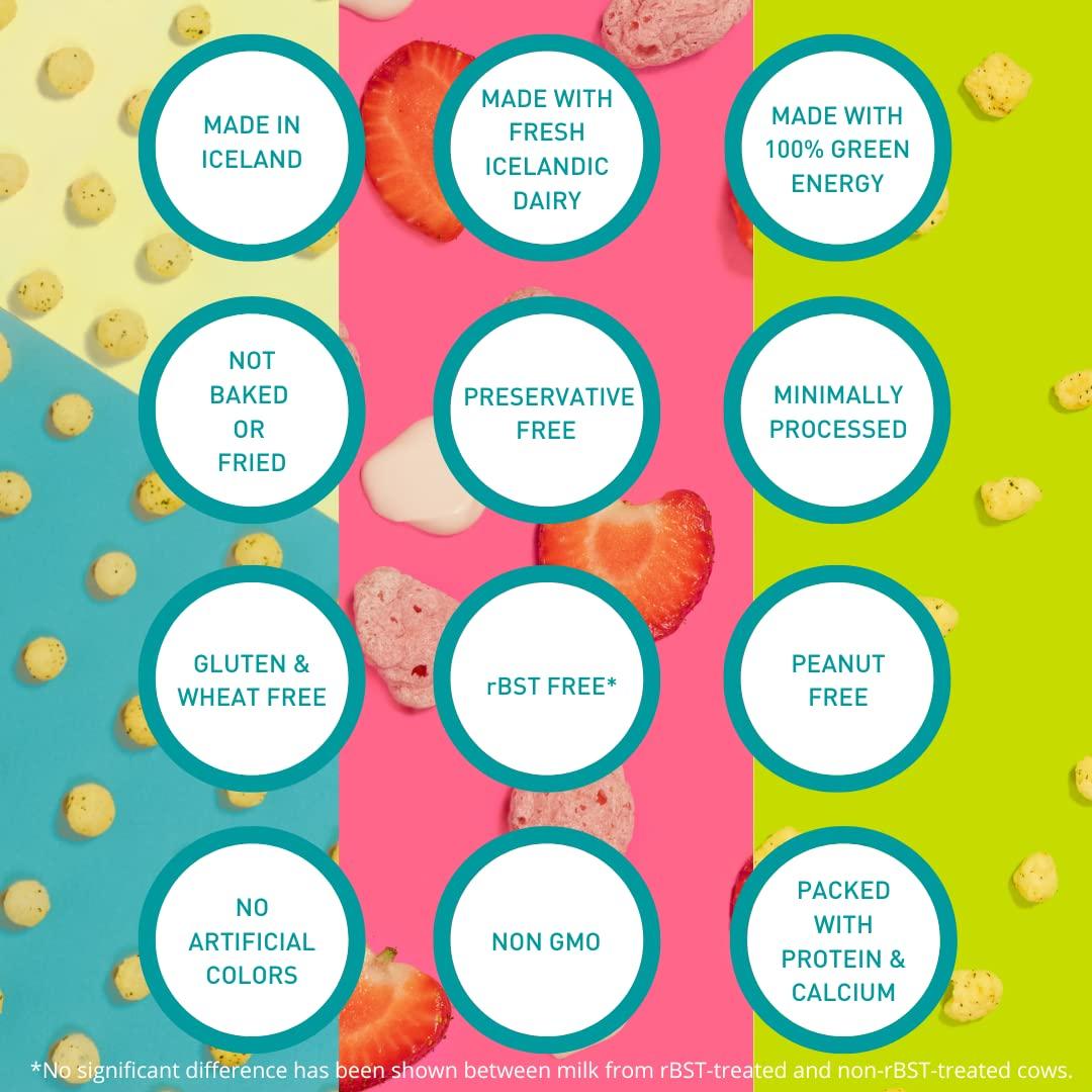 Naera Icelandic Seasoned 100 Cheese and Strawberry Skyr Crunch Snacks