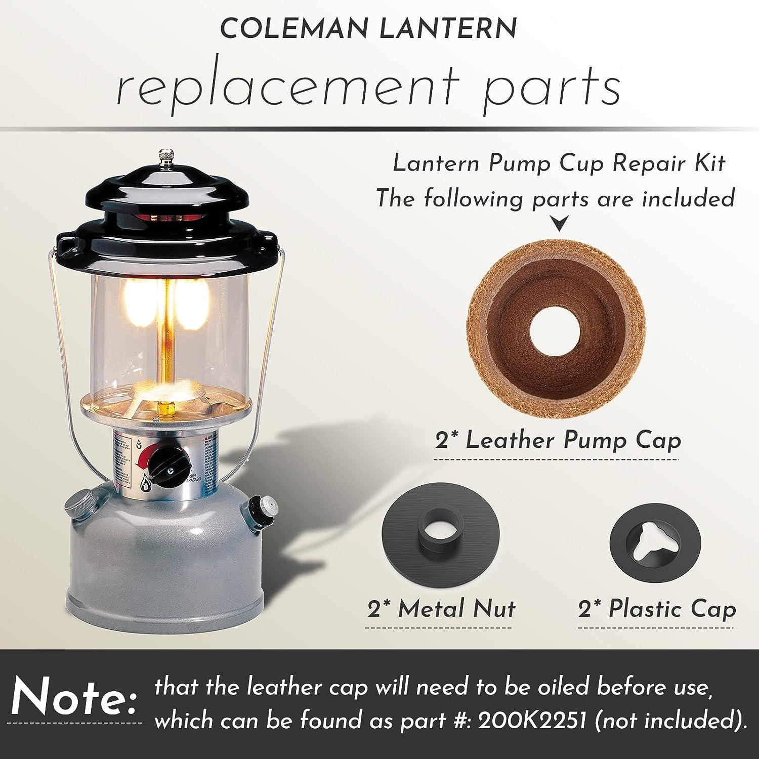 3000005094 For Coleman Lantern Stove Pump Cup Replacement Kit with Leather  Pump Cap,Metal Nut and Plastic Cap for Air Seal (Compatible with Coleman  Multiple Models)-2 Pack