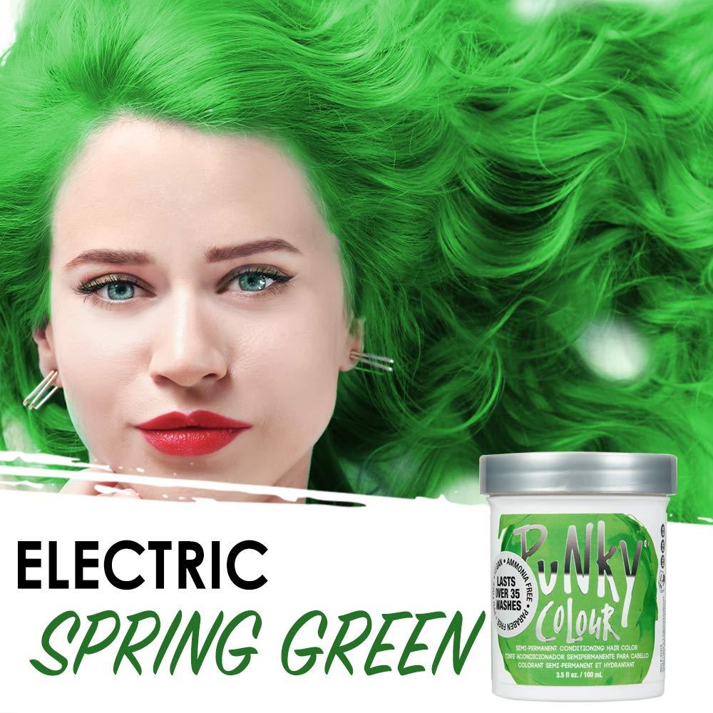 Punky Spring Green Semi Permanent Conditioning Hair Color Non-Damaging Hair  Dye Vegan PPD and Paraben Free Transforms to Vibrant Hair Color Easy To Use  and Apply Hair Tint lasts up to 35