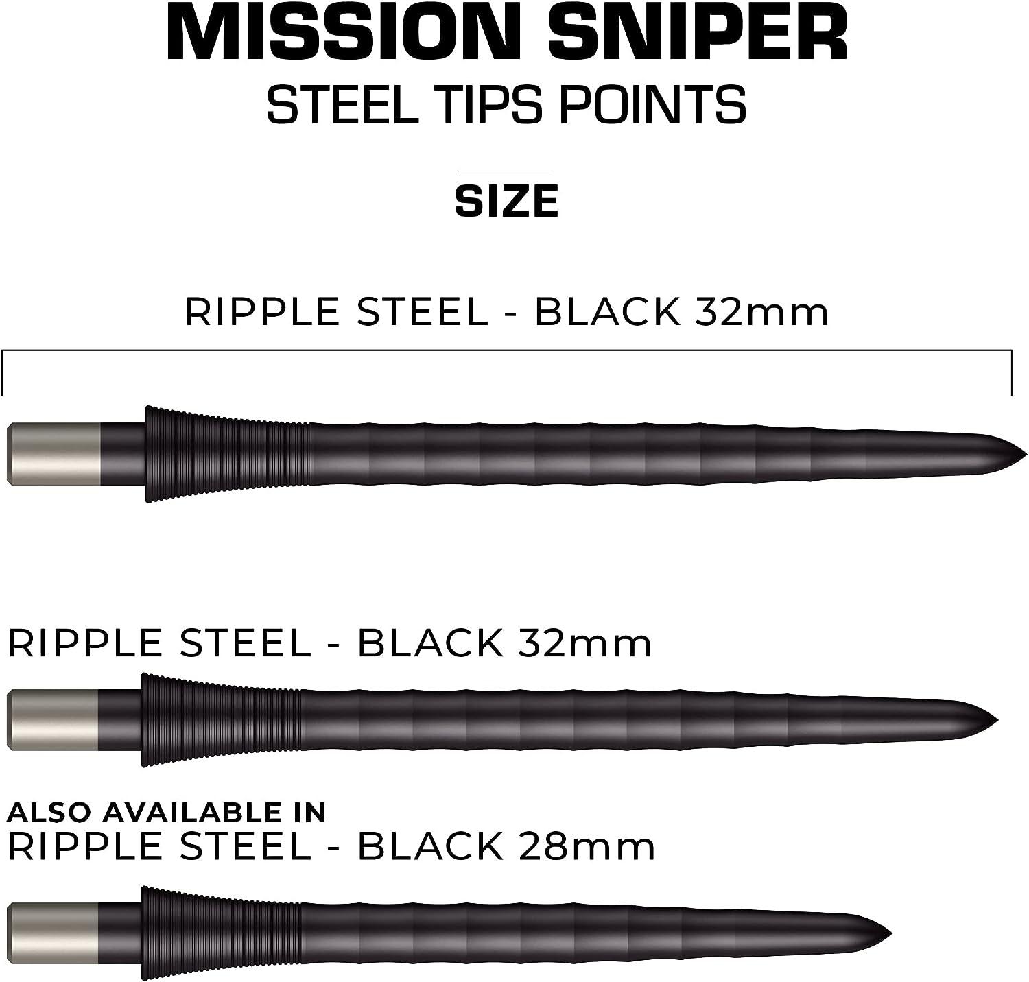thumbnail image 2 of Mission Sniper Micro-Grip Dart Points - Silver 32mm Points For Better Grip & Aerodynamics, Pack Of 3 2 of 11