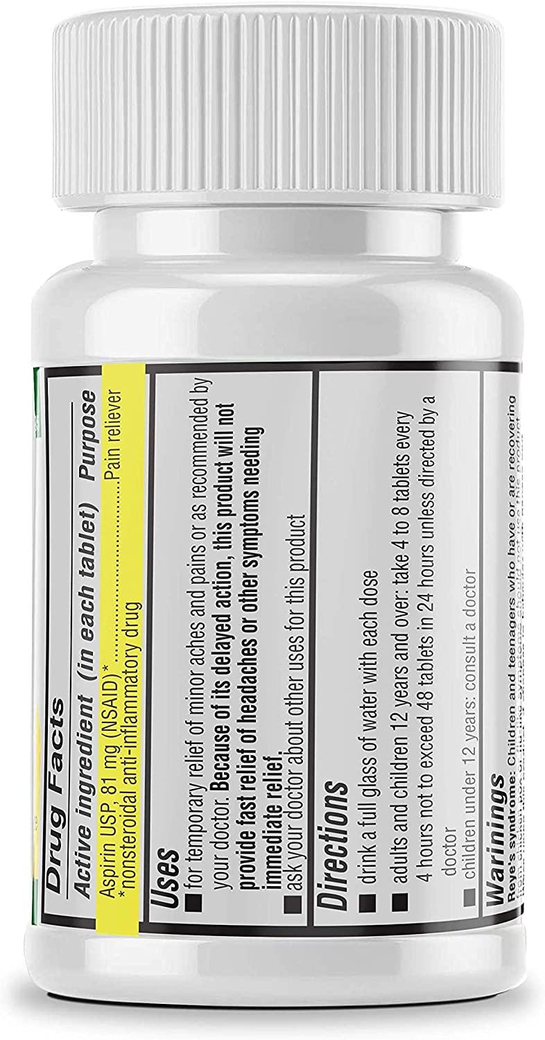 Safrel Baby Aspirin 81 mg (500 Enteric Coated Tablets) Adult Low Dose