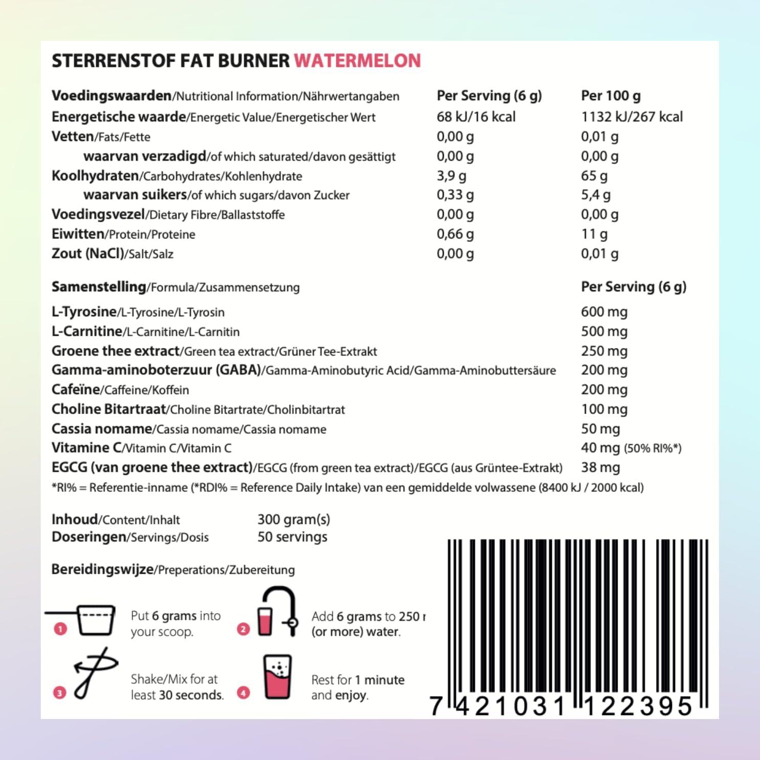 does l carnitine make your urine smell Sterrenstof Watermelon Fat Burner - Appetite Suppressant & Weight Loss  Powder with L-Carnitine L-Tyrosine Green Tea Extract | 300g 50 Portions |  Buy Now with Express International Delivery