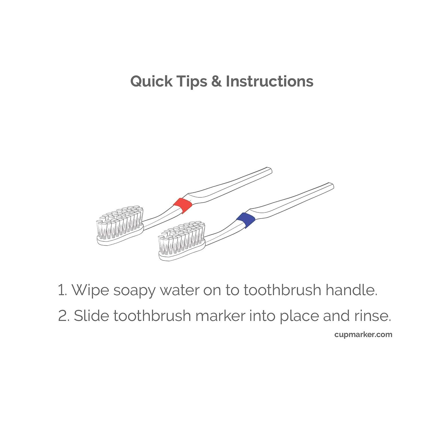 CUPmarker Toothbrush Marker - Set of 6 Reusable Labels for Standard ...