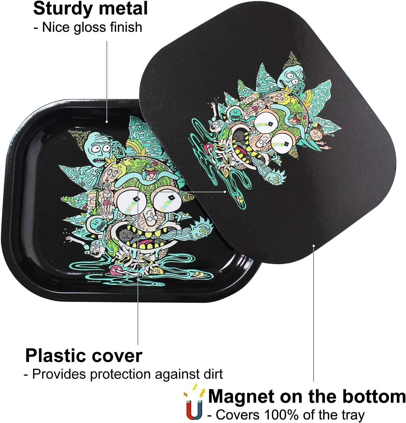 Cute Black Tray Small Mini Rolling Trays - Premium Metal Rolling Tray with  PVC Soft Magnetic Lid, Perfect Storage for Home or On-The-Go, 7'' X 5.5