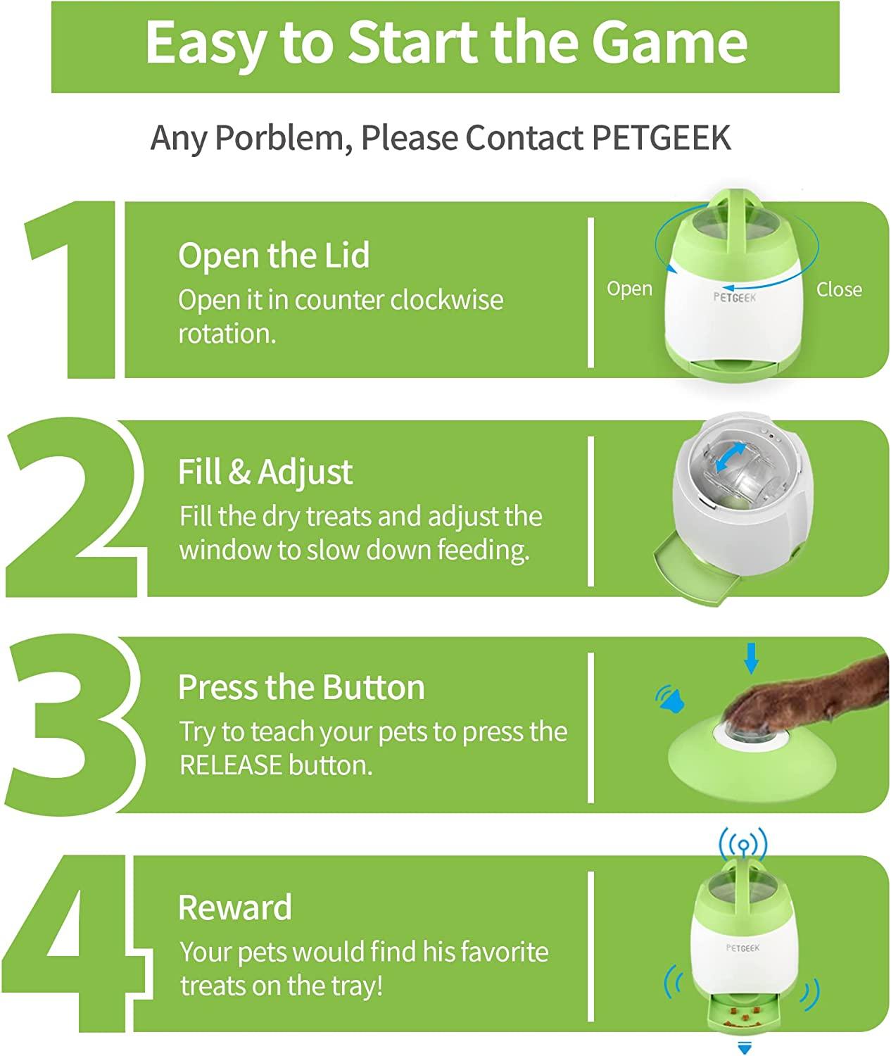 PETGEEK Automatic Dog Feeder Toy, Interactive Cat Dog Puzzle Toys Treat Dispensing, Electronic