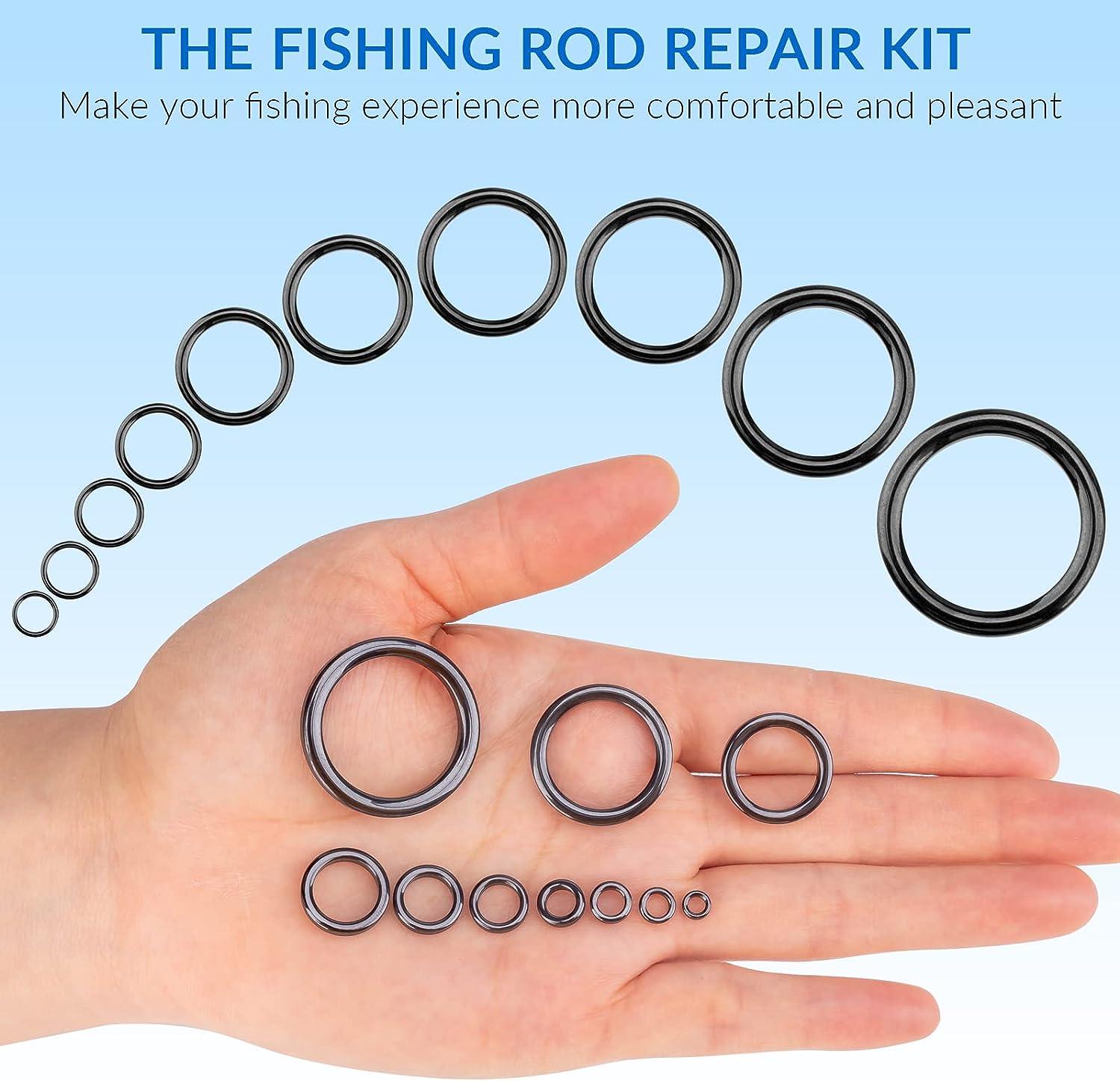 THKFISH Rod Repair Kit Rod Tip Repair Kit Ceramics Tips Stainless Steel  Carbon Spinning Rod Guides Fishing Rod Repair Kit 35pcs / 75pcs / 40pcs  C-Black Guides Ring 40pcs
