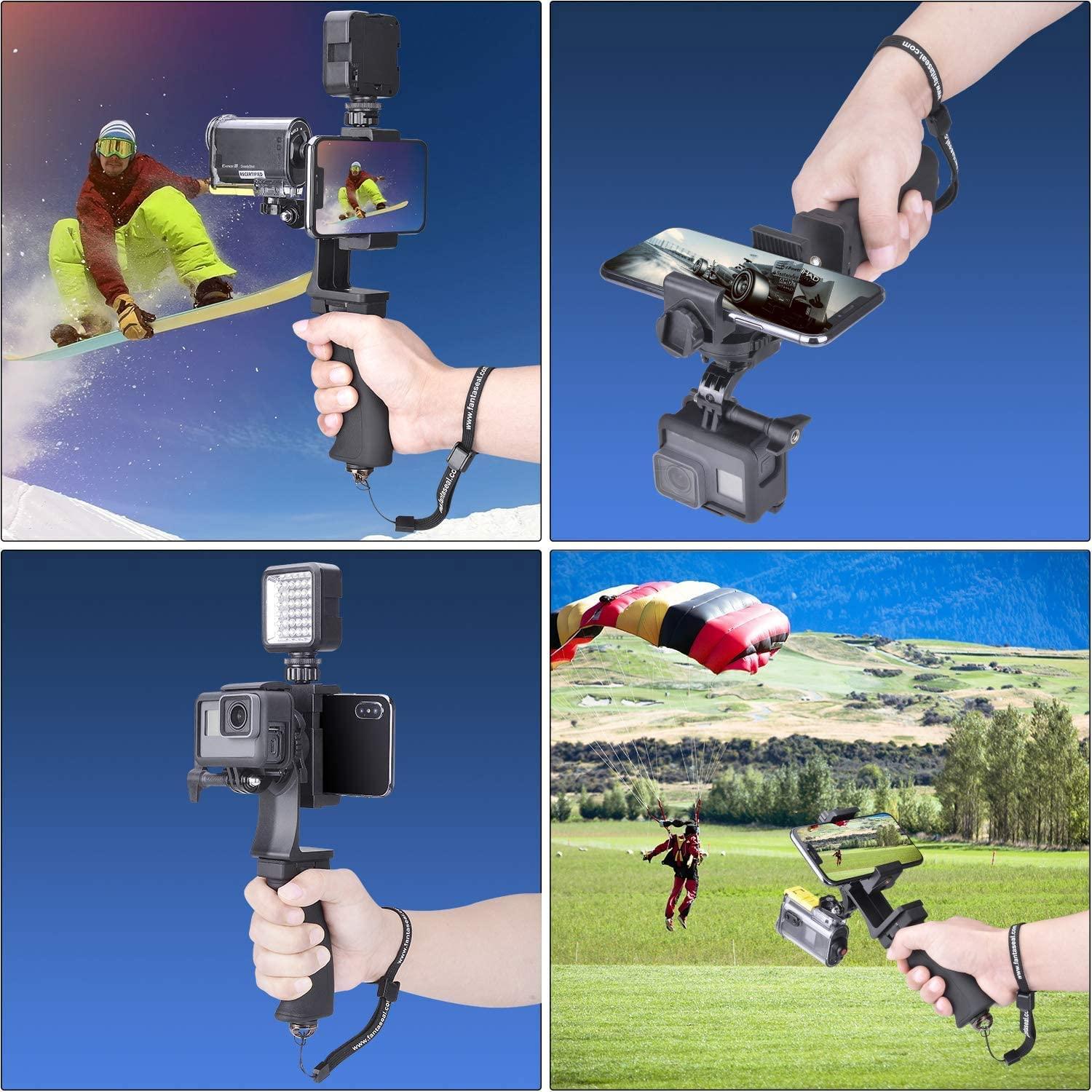 2in1 Ergonomic Portable Action Camera+Smartphone Hand Grip