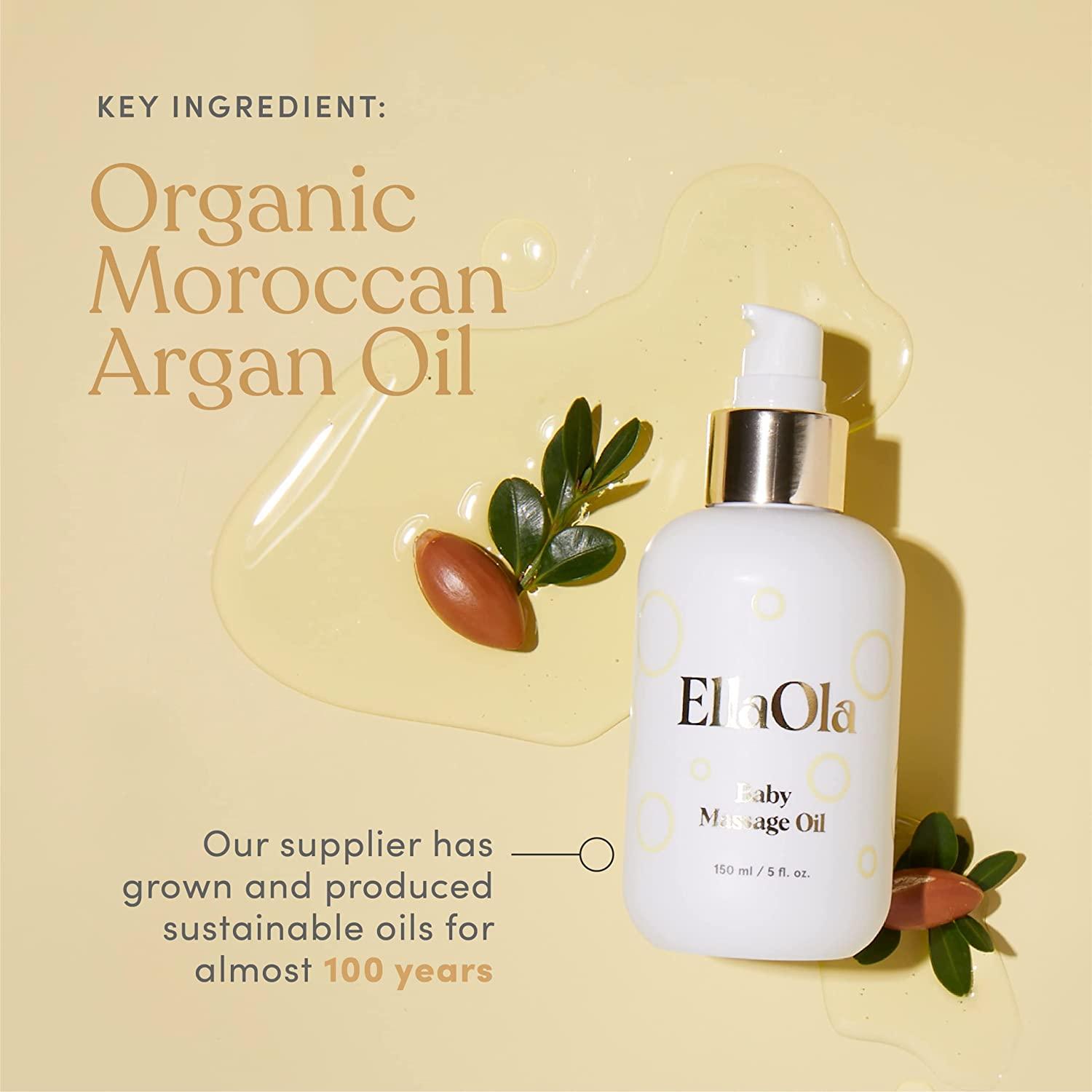 EllaOla Baby Massage Oil 5 fl. oz. 100 USDA Organic Baby Essentials