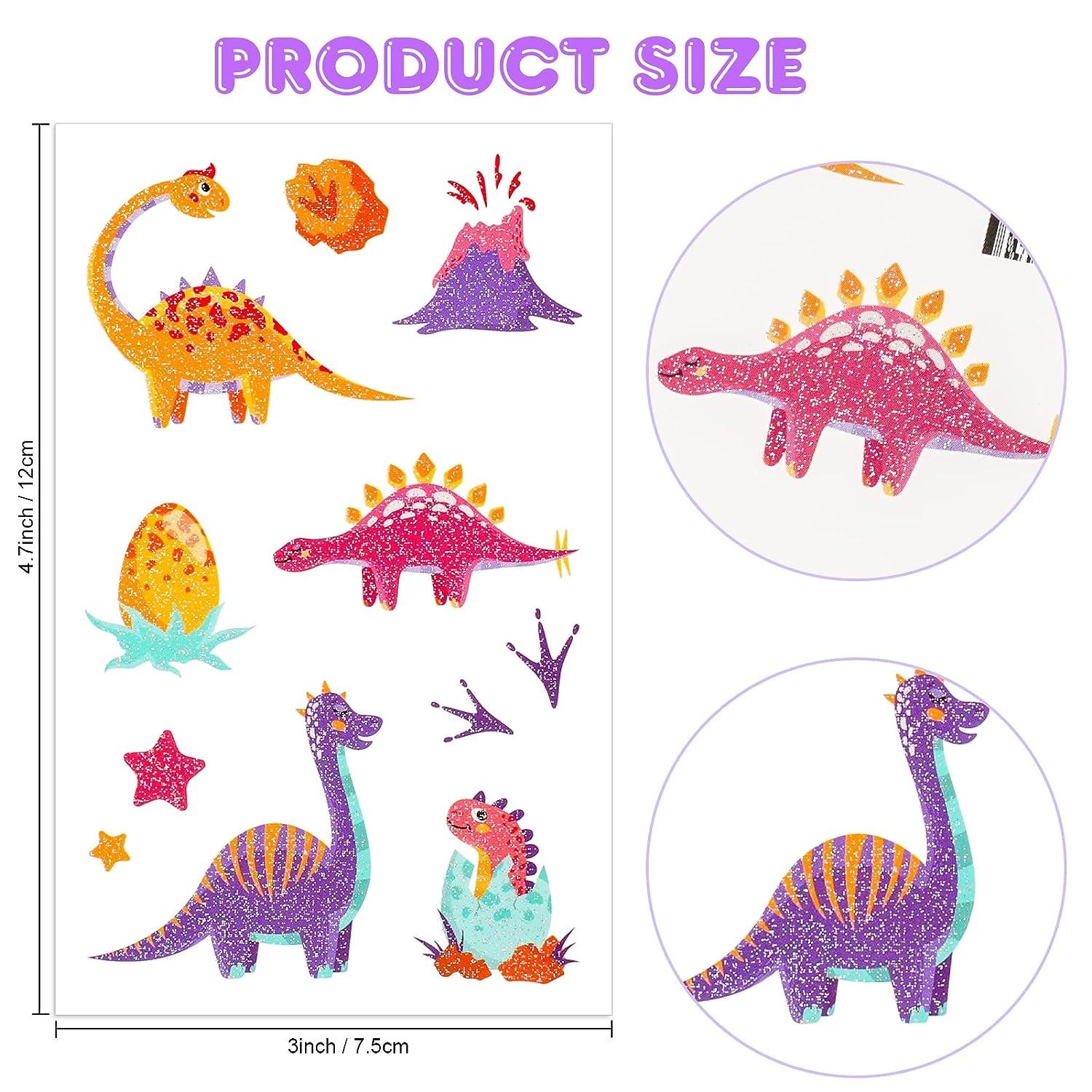182 Pcs Glitter Dinosaur Temporary Tattoos for Kids Konsait Waterproof