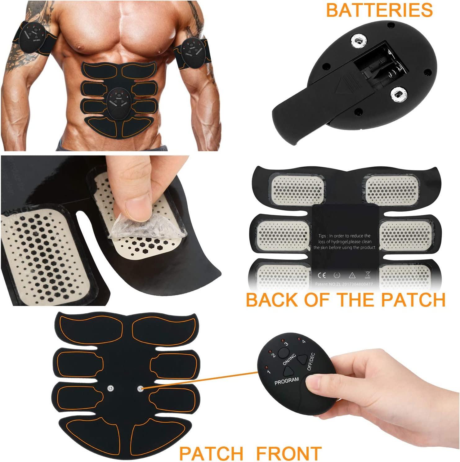 Portable Abdominal Muscle Electrostimulation Muscle Stimulator - Muscle  Training Equipment for Men Women, Home Office Exercise, with 10 Gel Pads 