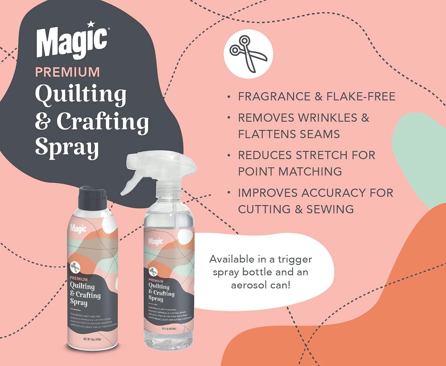 Magic Premium Quilting & Crafting Spray Bottle Fabric Spray for Cutting,  Creasing, & Sewing Best Press Spray Starch for Quilting to Flatten Seams &  Wrinkles Wrinkle Spray (16oz Trigger) 3 Pack Trigger