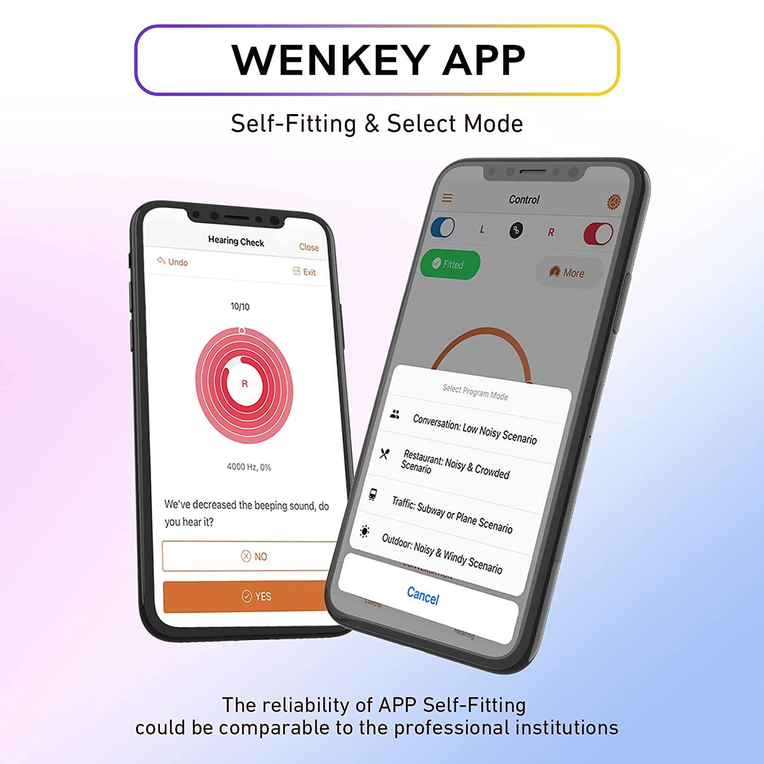 Bluetooth Hearing Aid with SelfFitting for Adult Senior,WENKEY