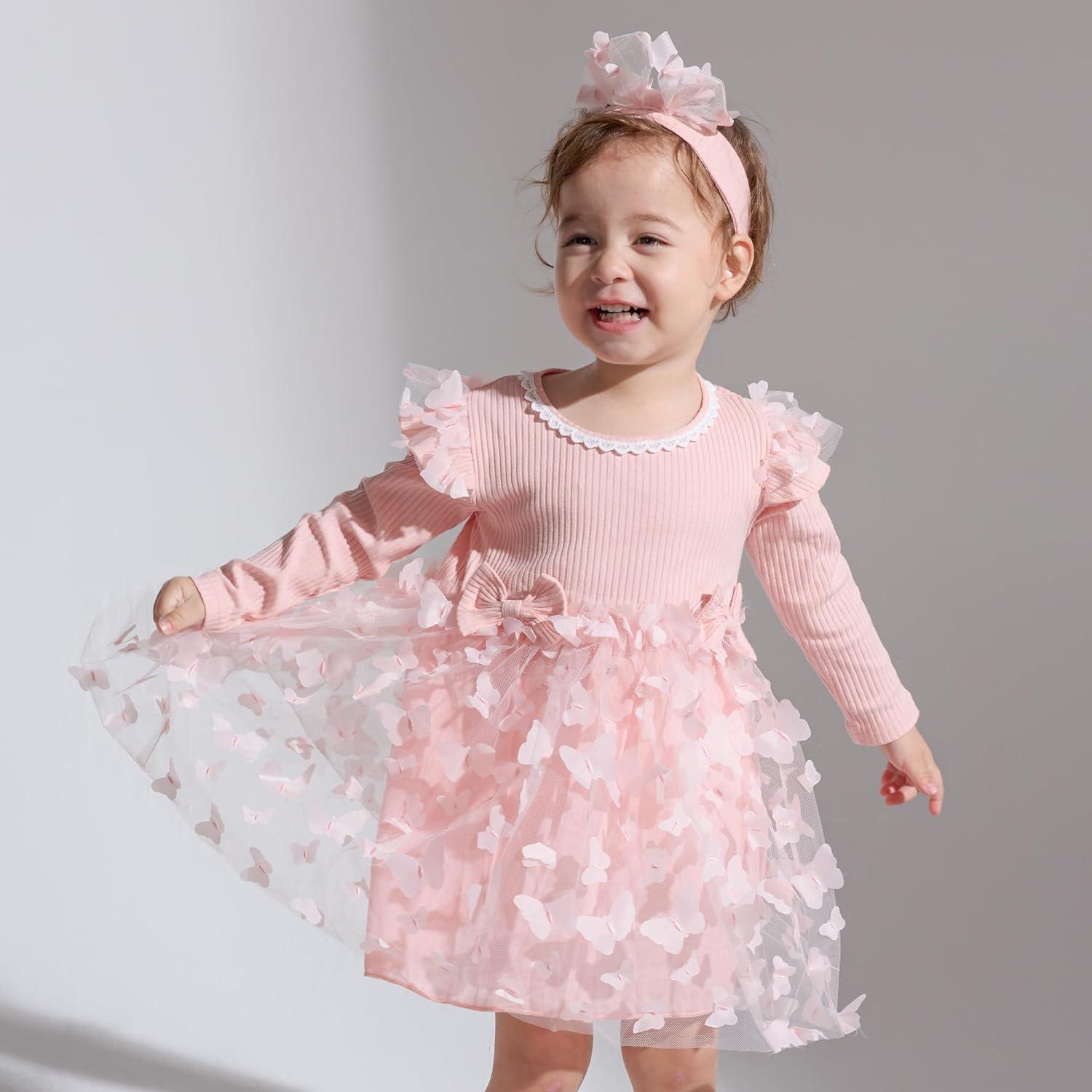 birthday girl tutu dress Pink Fluffy Princess Birthday Dress with Beads – marryshe main image 0
