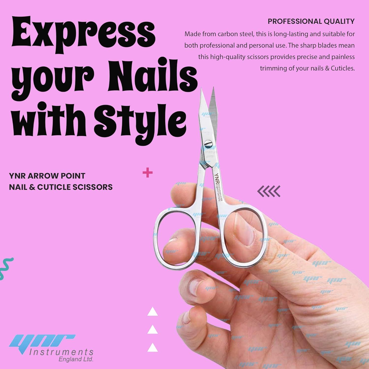 Professional Curved Nail Scissors - Steel Manicure & Cuticle Scissors, 3.5" & 4" Sizes