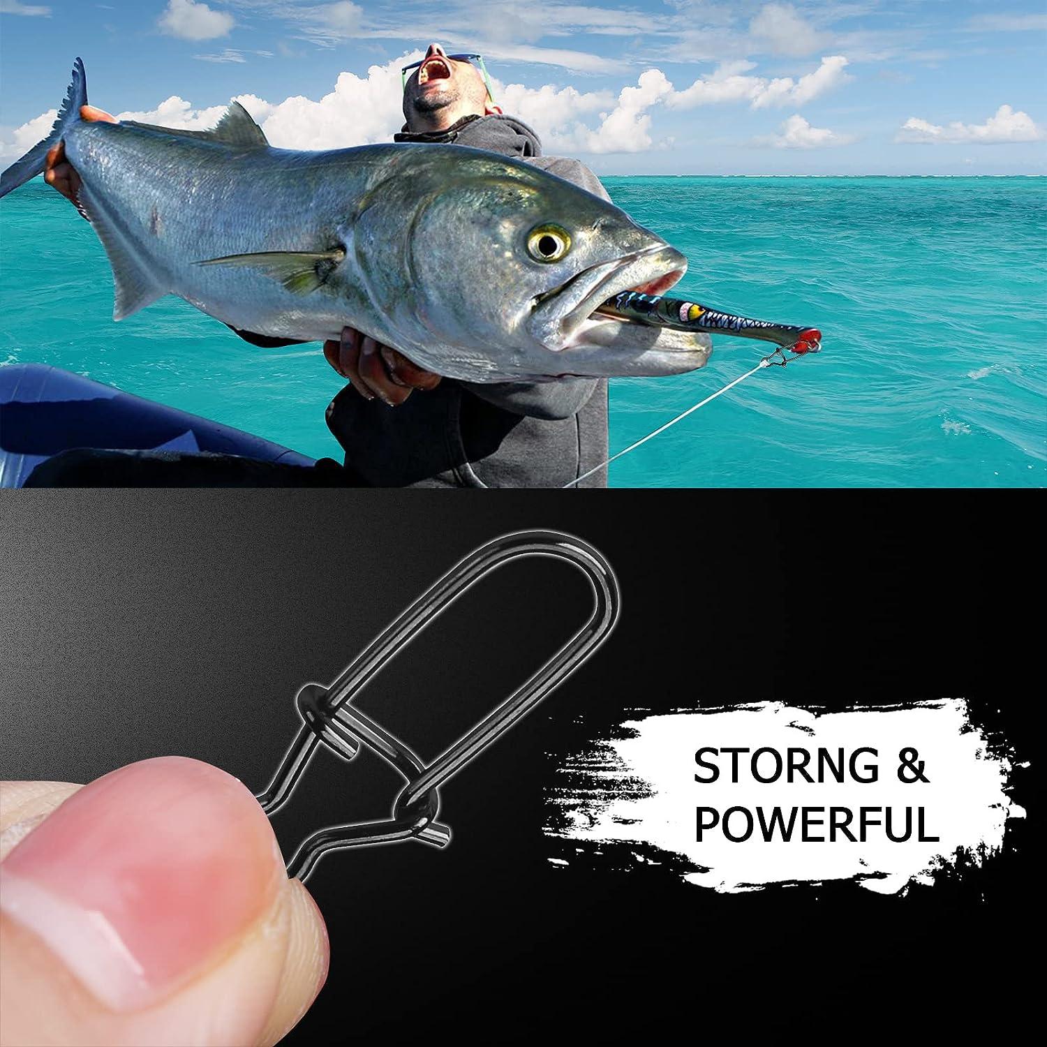 AMYSPORTS High Strength Fishing Snap Clip Duo Lock Snap Swivel Stainless  Quick Change Fishing Snaps Solid Black Nickel 26lb-220lb Size3(66lb)100pcs