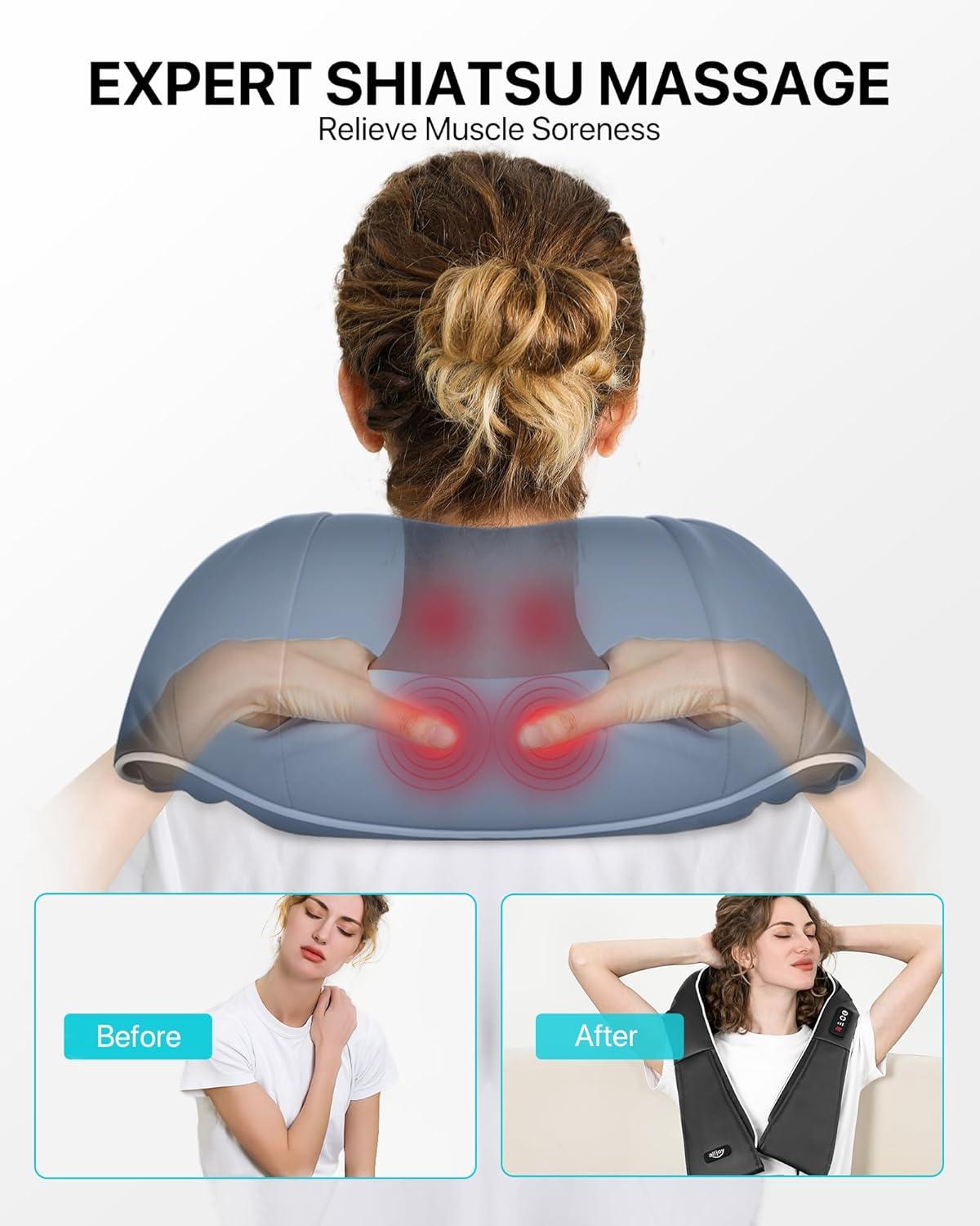 AllJOy Shiatsu Neck and Back Massage Device with Heat - Electric Shoulder &  Foot Massager for Home & Office | Perfect Gift for Men & Women | Buy Now  with Express International