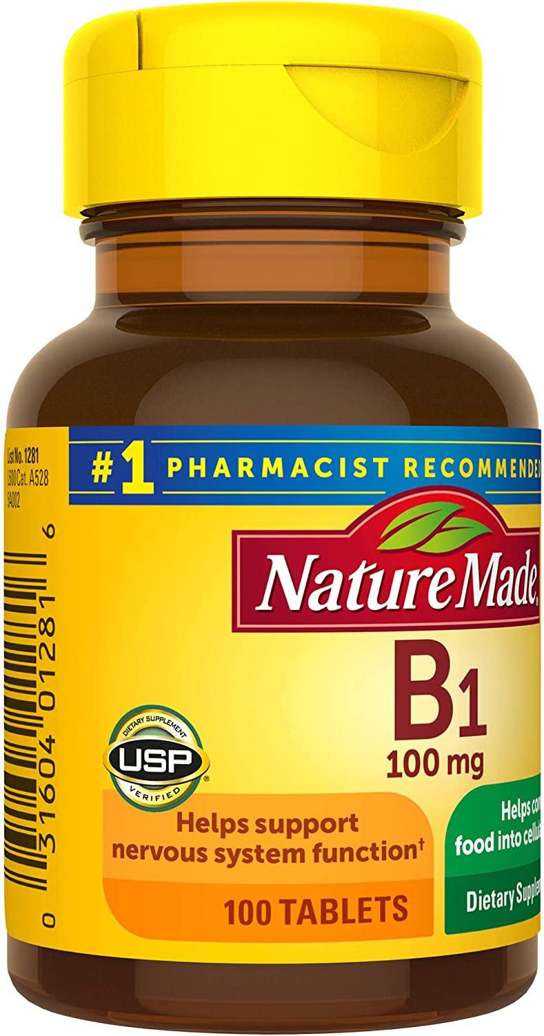 Vitamin B1 100 mg Tablets 100 Count for Metabolic Health
